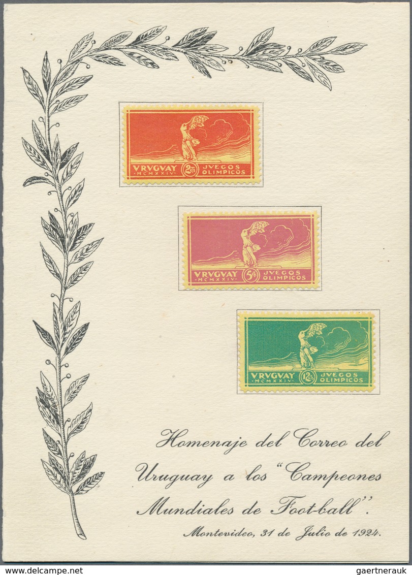 12609 Uruguay: 1924, 2 C, 5 C And 15 C "Winner Of Football-World-Championchip" On YELLOW PAPER, The Three - Uruguay