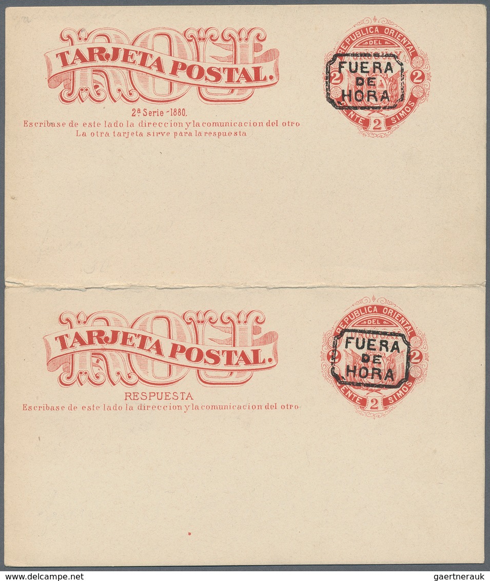 12612 Uruguay - Ganzsachen: 1881, 2 Ct / 2 Ct Red Postal Stationery Reply Card With Attached Reply Part, B - Uruguay