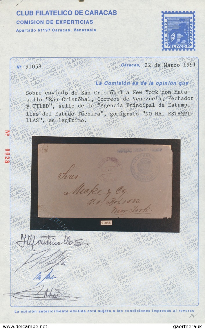 12621 Venezuela: 1906, San Cristobal: Stampless Envelope (three Sides Open, Minor Corner Faults) With Blue - Venezuela