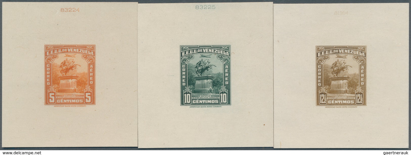 12623 Venezuela: 1942/1944. Statue Of Simon Bolivar, Caracas. Set Of 16 Proofs On Card In Issued Colors. E - Venezuela