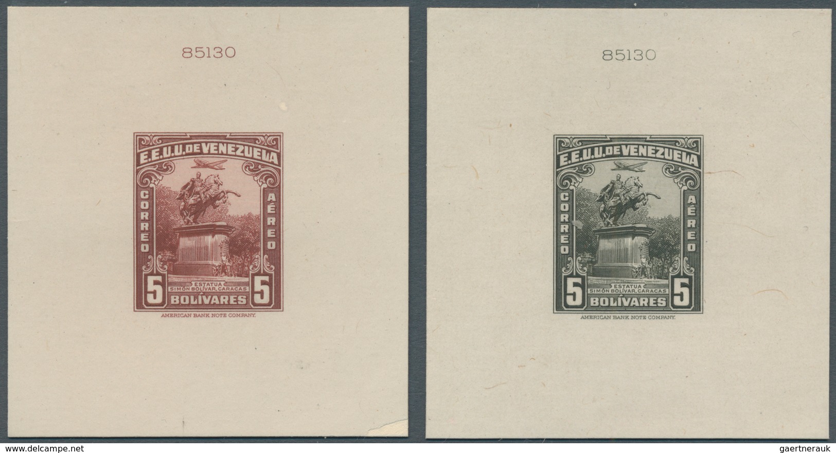 12623 Venezuela: 1942/1944. Statue Of Simon Bolivar, Caracas. Set Of 16 Proofs On Card In Issued Colors. E - Venezuela