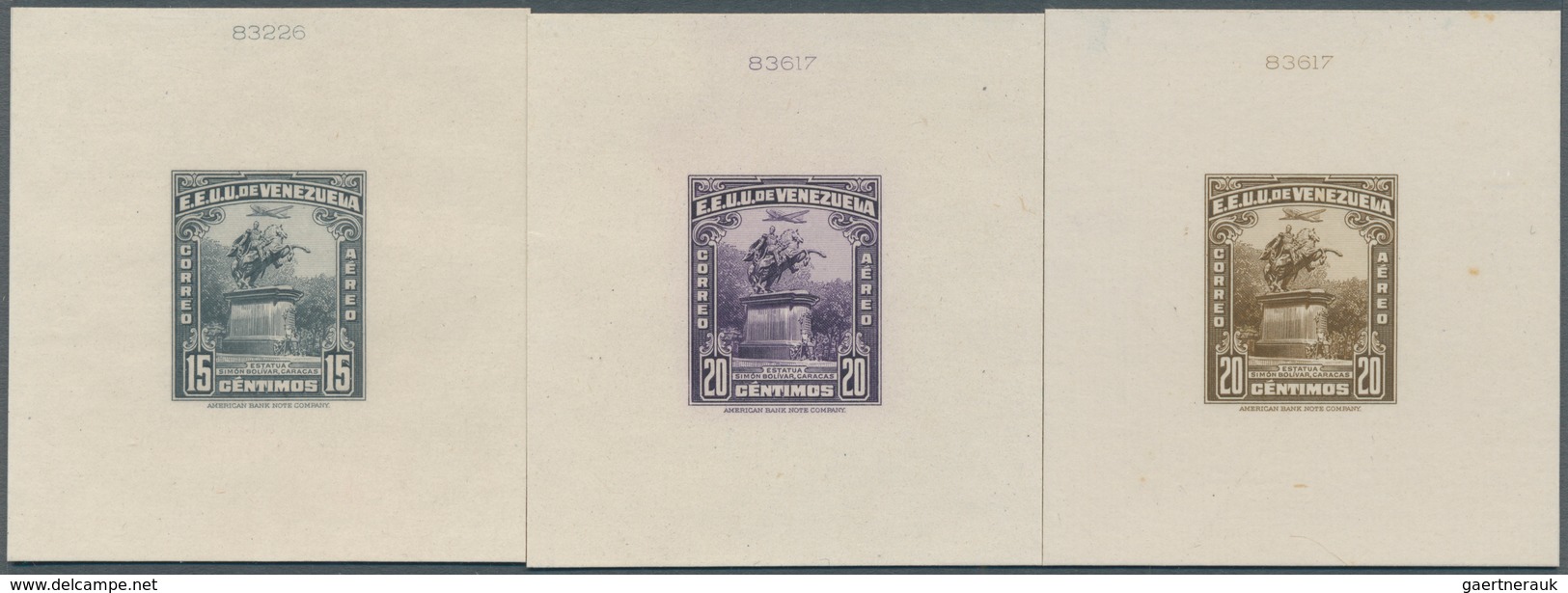 12623 Venezuela: 1942/1944. Statue of Simon Bolivar, Caracas. Set of 16 proofs on card in issued colors. E