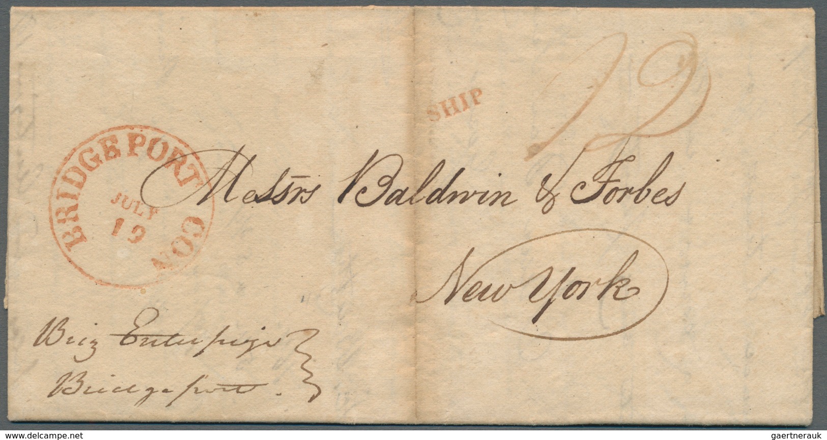 12631 Vereinigte Staaten Von Amerika - Stampless Covers: 1828 (dated 2.Juli), ST.BARTHELEMY (Swedish Colon - …-1845 Vorphilatelie