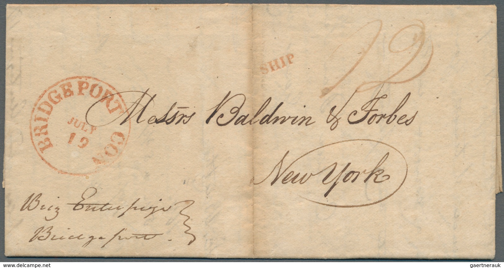 12631 Vereinigte Staaten Von Amerika - Stampless Covers: 1828 (dated 2.Juli), ST.BARTHELEMY (Swedish Colon - …-1845 Préphilatélie