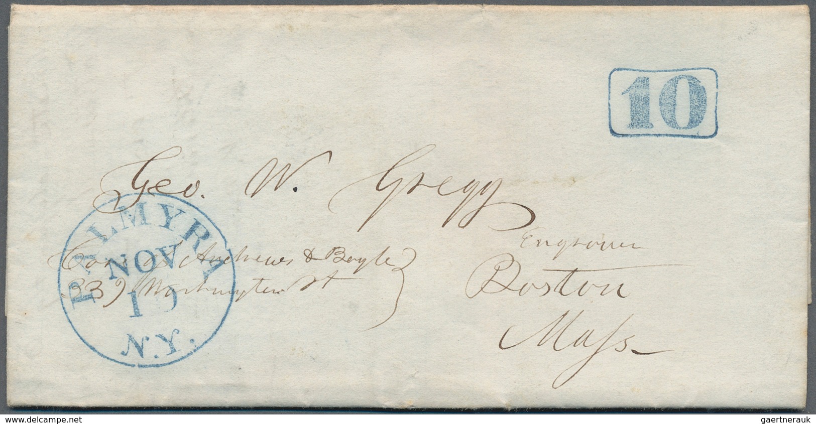 12633 Vereinigte Staaten Von Amerika - Stampless Covers: PALMYRA 1846, Two Complete Stampless Entire Cover - …-1845 Vorphilatelie