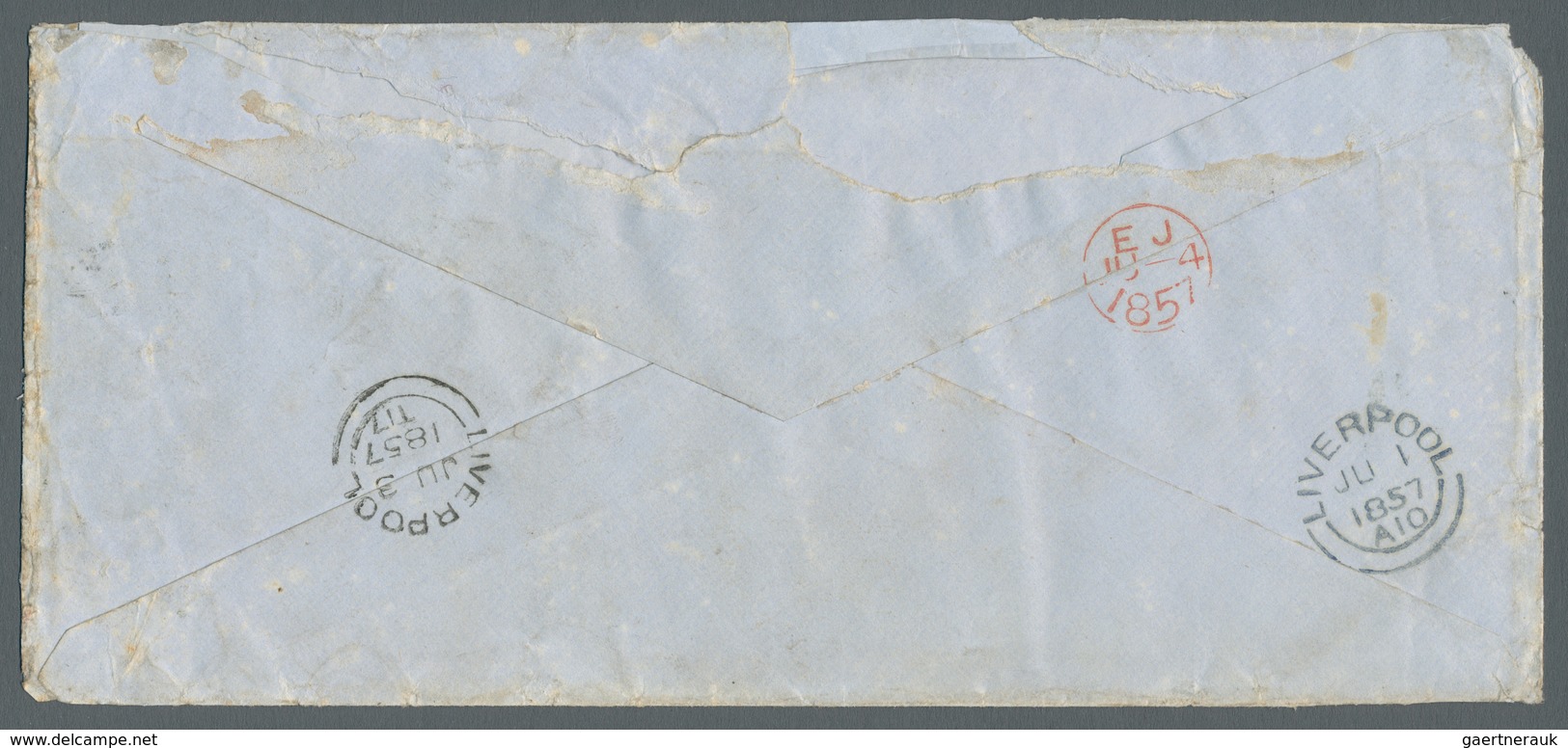 12638 Vereinigte Staaten Von Amerika: 1857, Transatlantic Letter 4th Weight Band From Probably New York 6 - Autres & Non Classés