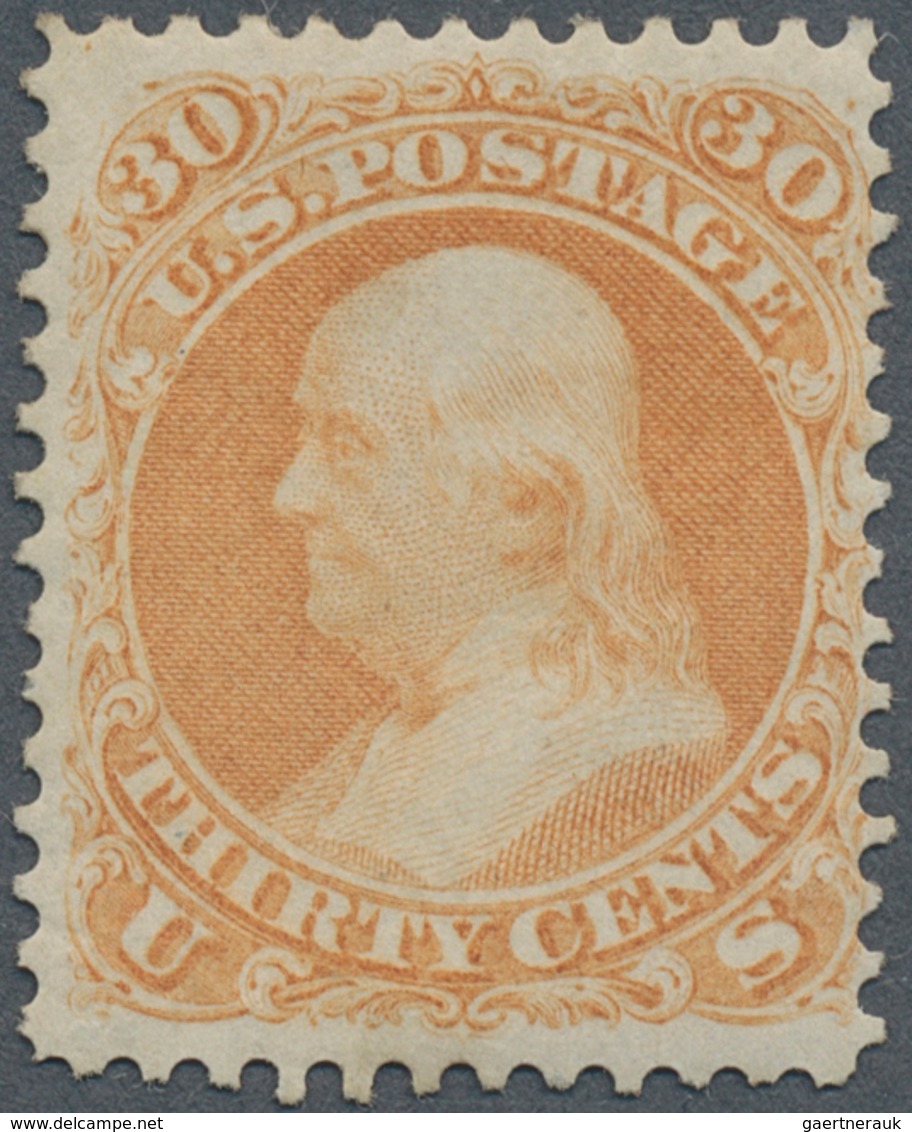 12641 Vereinigte Staaten Von Amerika: 1861 Jefferson 30 C Orange Mint LH, Fresh And Superb Perforated Valu - Sonstige & Ohne Zuordnung