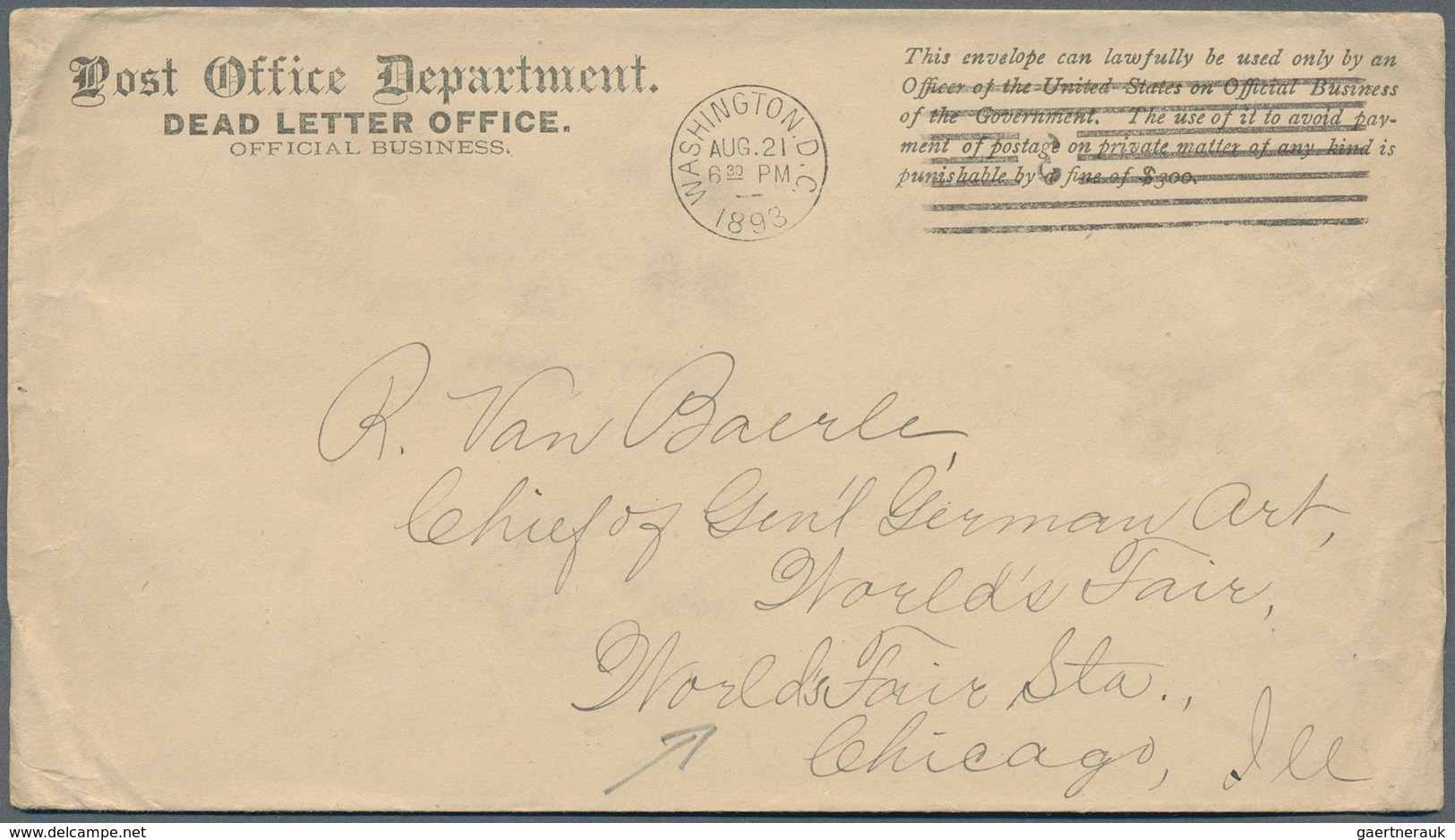 12657 Vereinigte Staaten von Amerika: 1893, Worlds Fair Chicago: Eleven USA/European (stationery) envelope