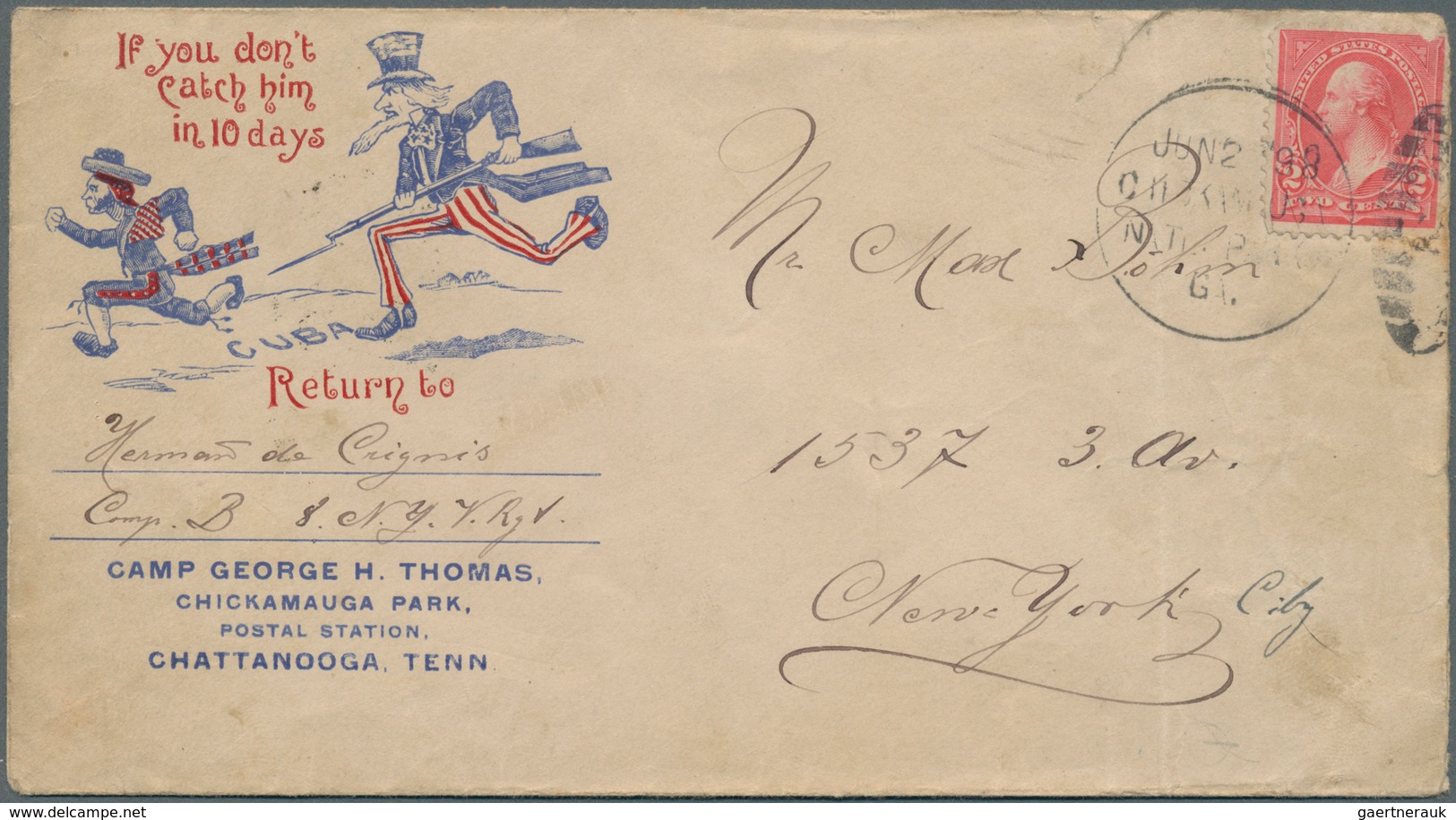 12658 Vereinigte Staaten Von Amerika: 1898, Spanish-American War: Two Illustrated Patriotic Covers, Each W - Autres & Non Classés