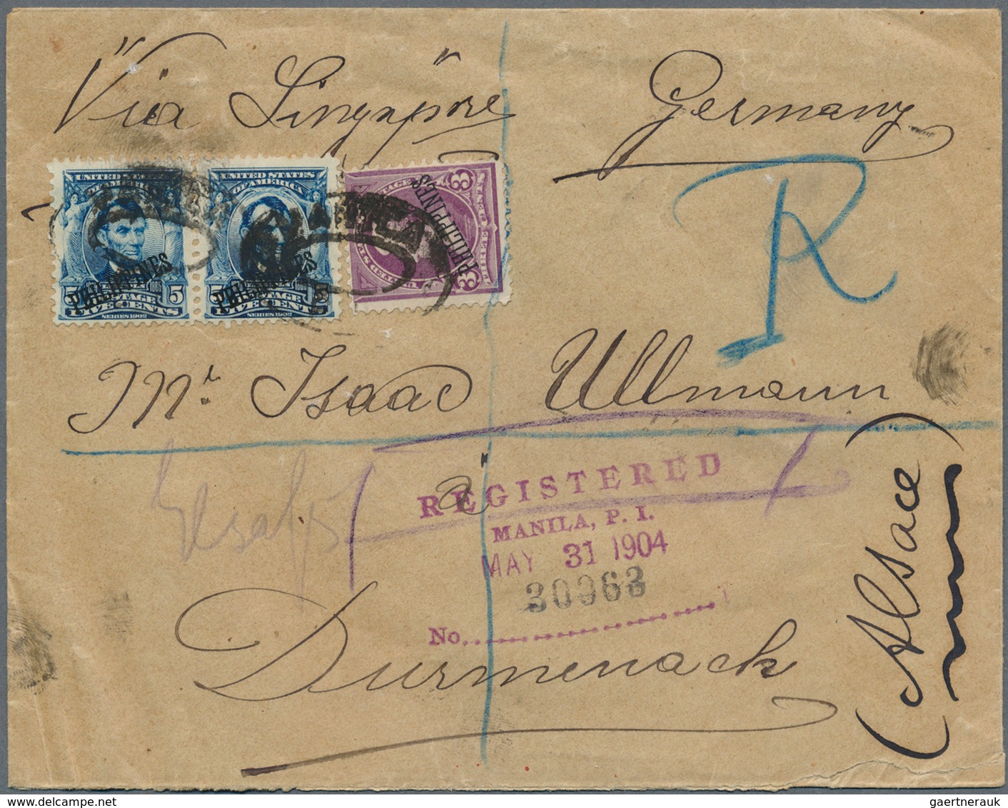 12664 Vereinigte Staaten Von Amerika: 1904, PHILIPPINES, 3 C Violet And Horizontal Pair 5 C Blue, Each Wit - Autres & Non Classés