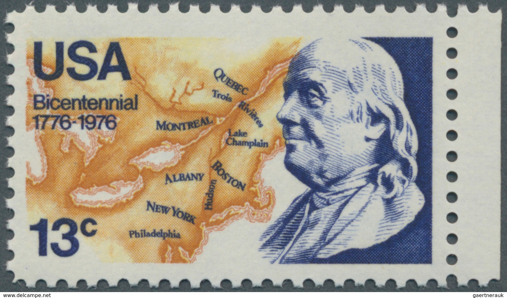 12673 Vereinigte Staaten Von Amerika: 1976, 13c. Franklin Showing Variety "Light Blue Omitted", Unmounted - Autres & Non Classés