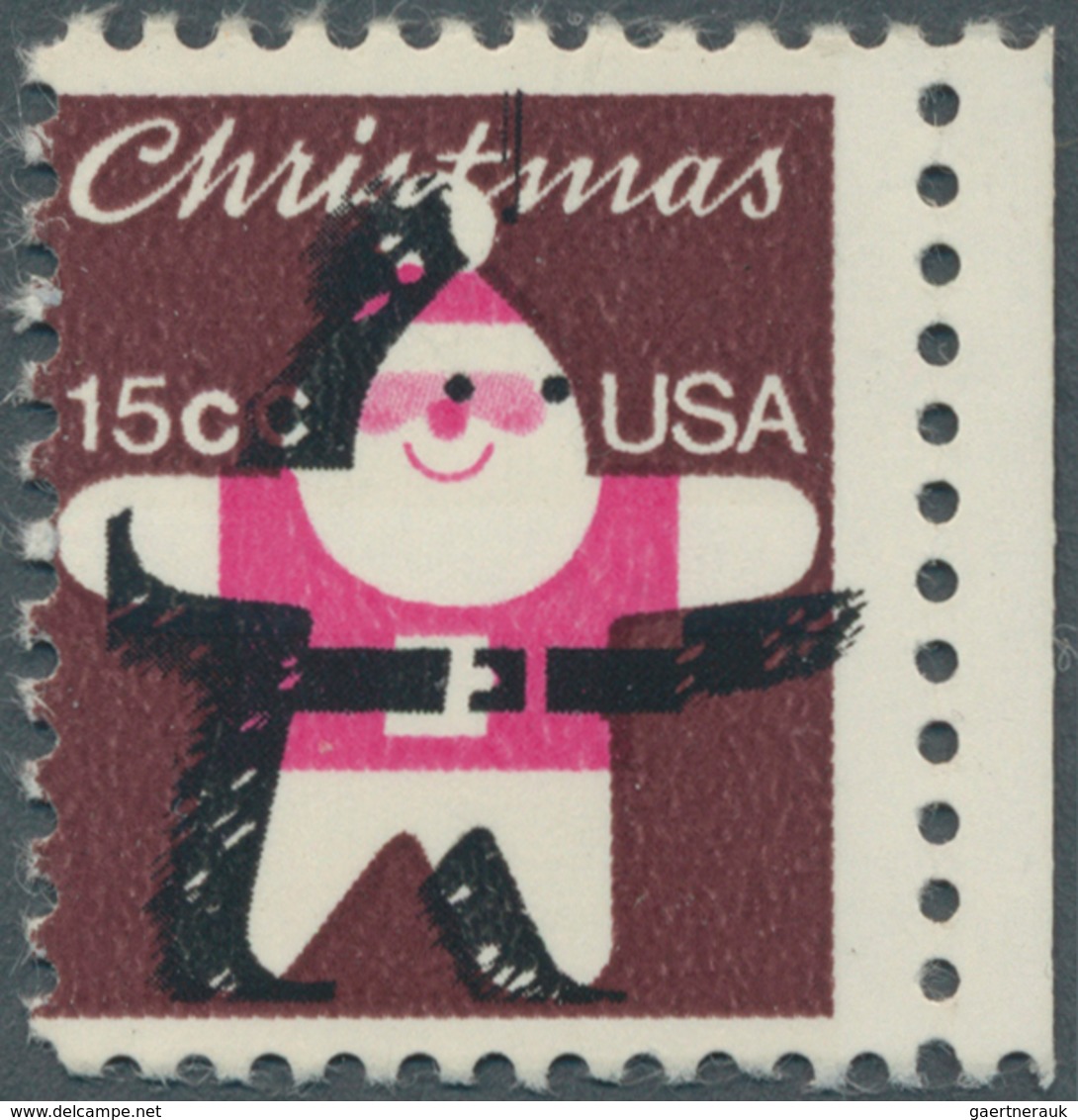 12676 Vereinigte Staaten Von Amerika: 1979, 15c. Santa Claus Showing Variety "Green, Yellow And Tan Omitte - Sonstige & Ohne Zuordnung