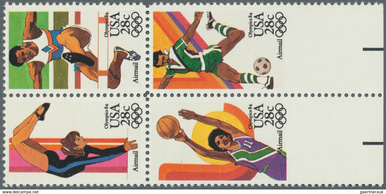 12677 Vereinigte Staaten Von Amerika: 1983, Olympic Games Los Angeles '84, Bottom Marginal Se-tenant Block - Autres & Non Classés