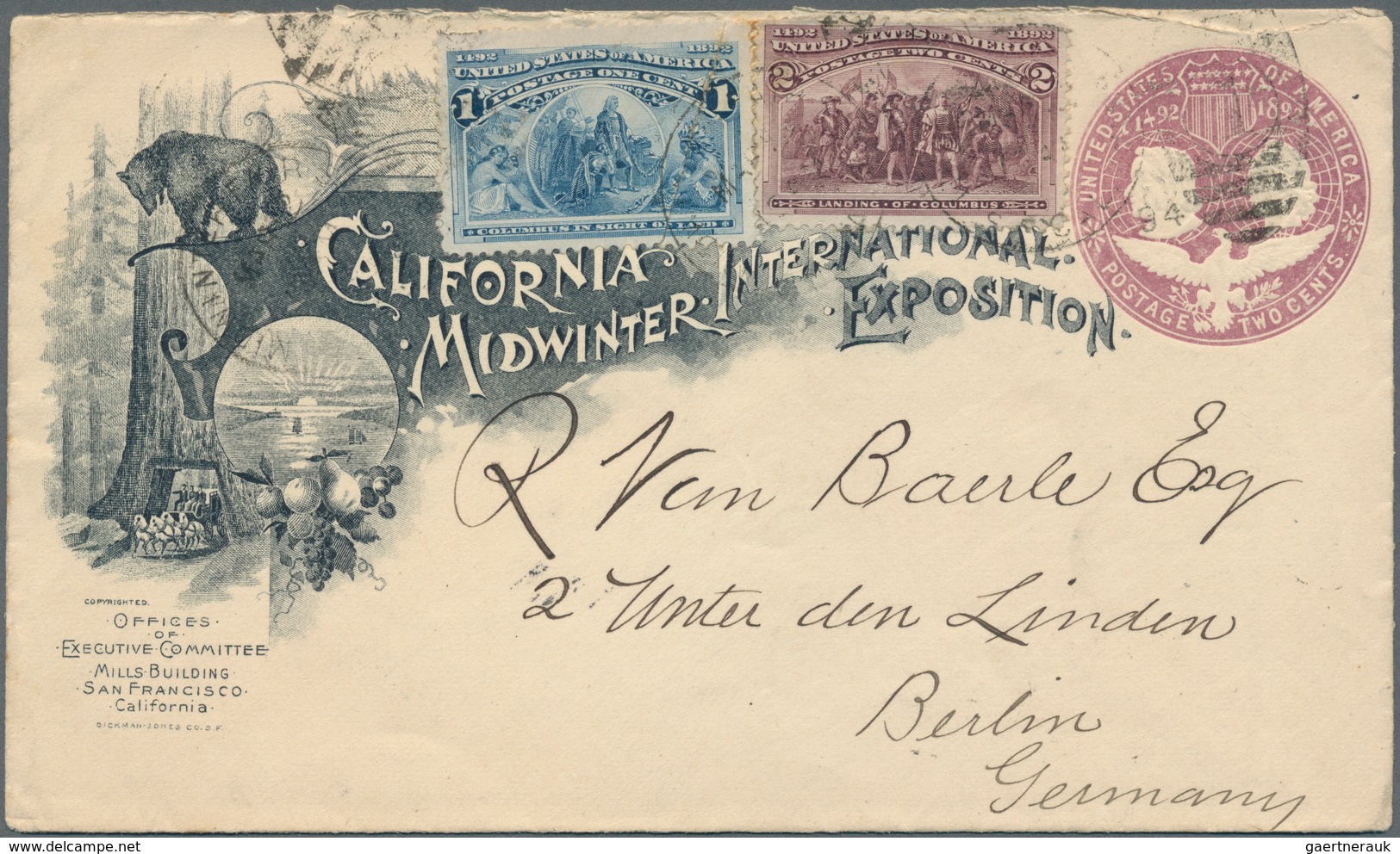 12687 Vereinigte Staaten Von Amerika - Ganzsachen: 1894, "California Midwinter (Fair) International Exposi - Sonstige & Ohne Zuordnung