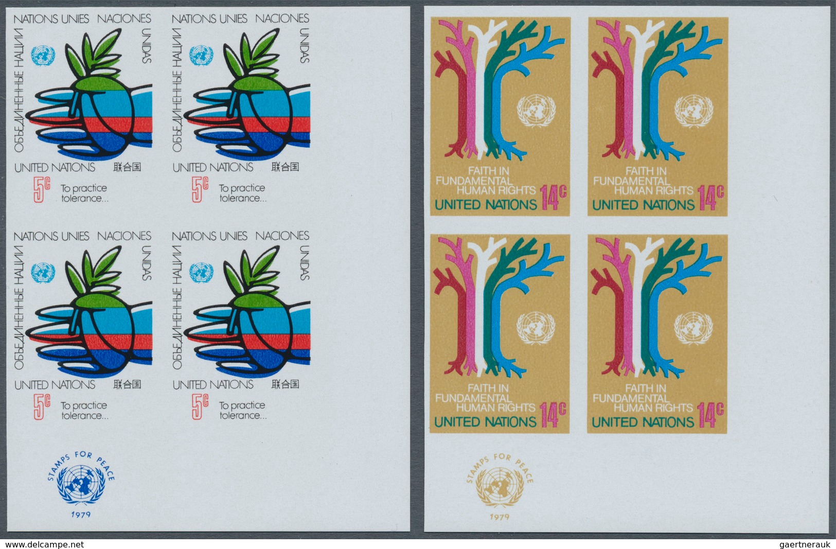 12701 Vereinte Nationen - New York: 1979, Definitives Set Of Four (peace, Human Rights, Pigeons Etc.) In I - Sonstige & Ohne Zuordnung