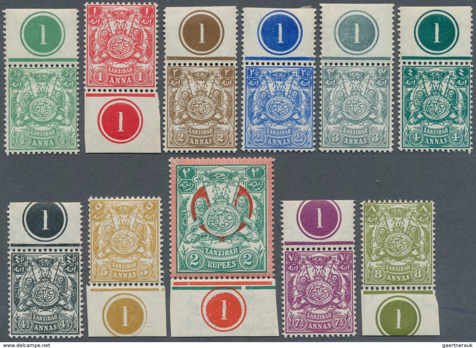 12711 Zanzibar: 1904, Monogram Of Sultan Seyyid Ali Bin Hamoud Bin Naherud 11 Different Stamps Incl. ½a. T - Zanzibar (...-1963)