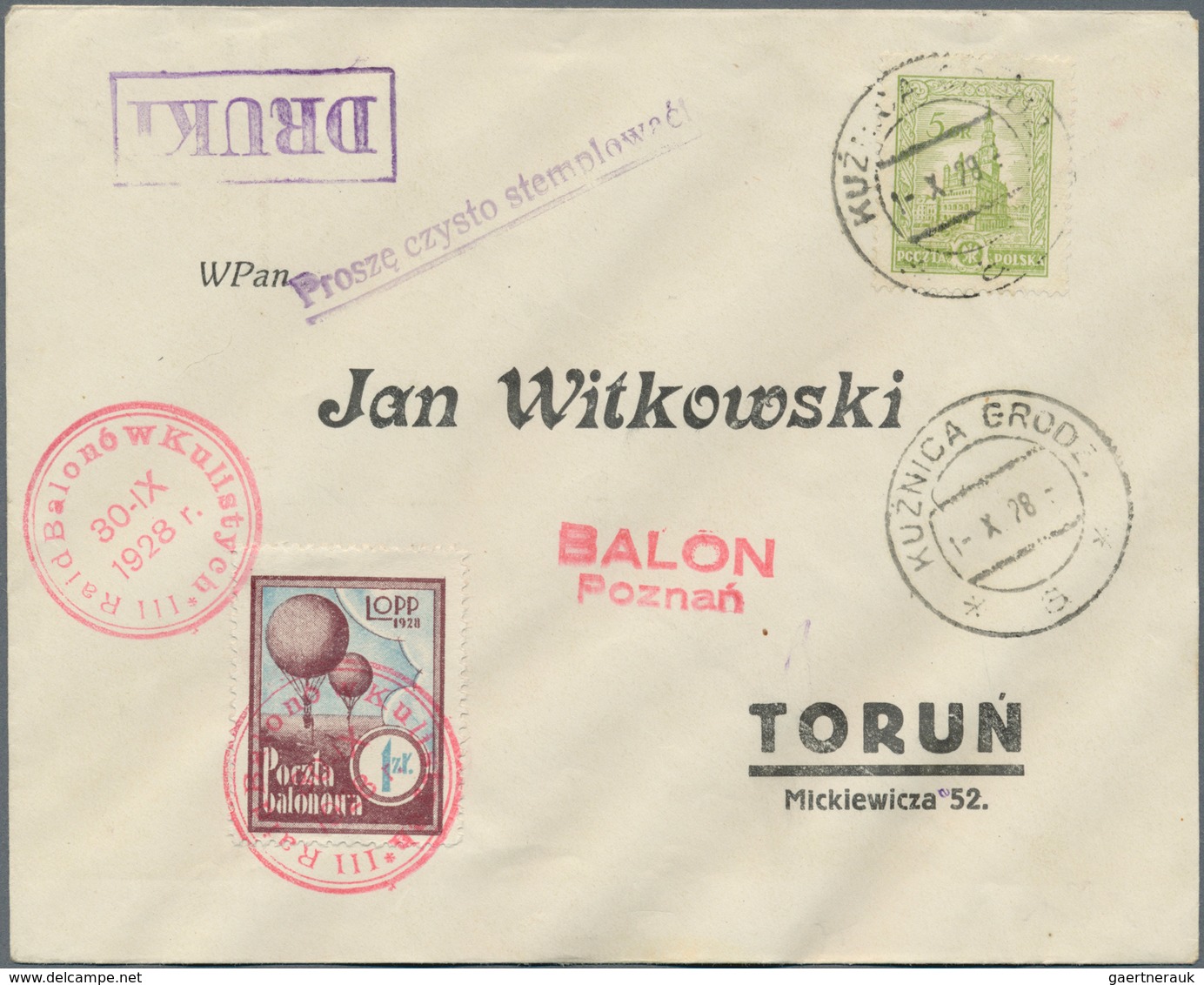 12809 Ballonpost: 1928, 30.IX., Poland, Balloon "Poznan", Two Covers With Perforated And Imperforate Vigne - Montgolfières