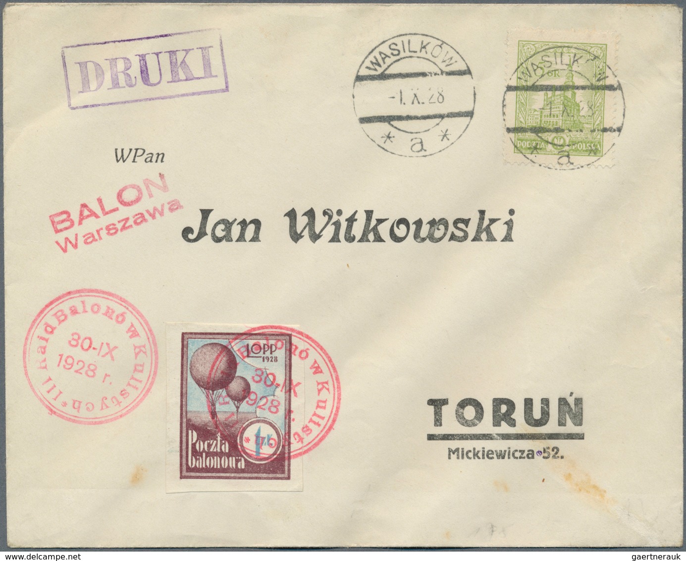 12811 Ballonpost: 1928, 30.IX., Poland, Balloon "Warszawa", Two Covers With Perforated And Imperforate Vig - Montgolfières