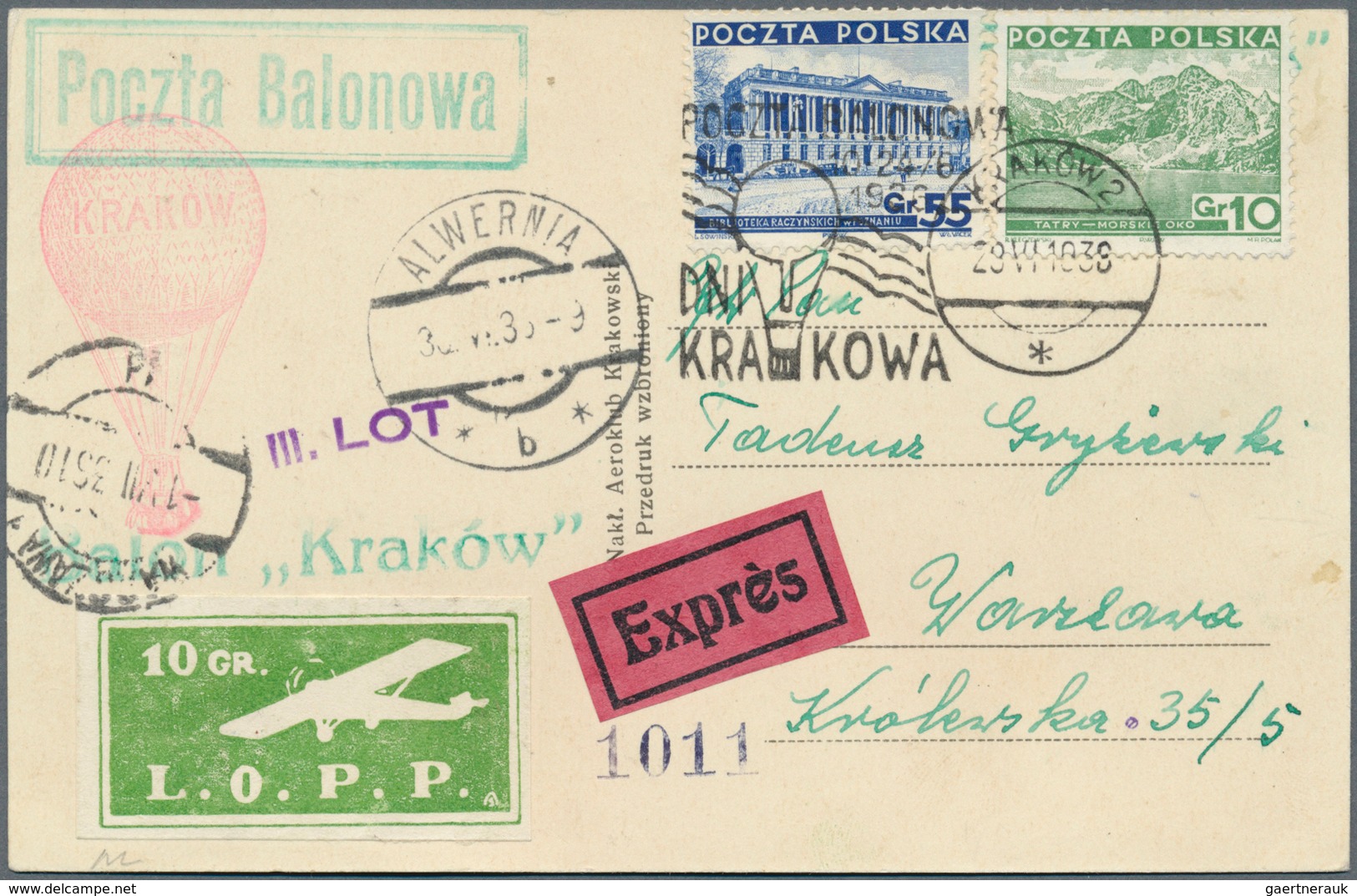 12817 Ballonpost: 1936, 29.VI., Poland, Balloon "Kraków", 1st-3rd Flight, Four Covers/card Showing All Cac - Montgolfières