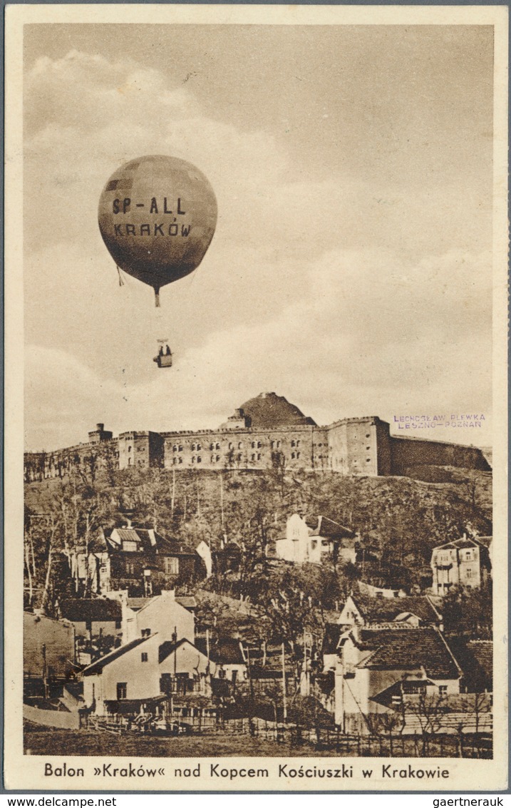 12817 Ballonpost: 1936, 29.VI., Poland, Balloon "Kraków", 1st-3rd Flight, Four Covers/card Showing All Cac - Fesselballons