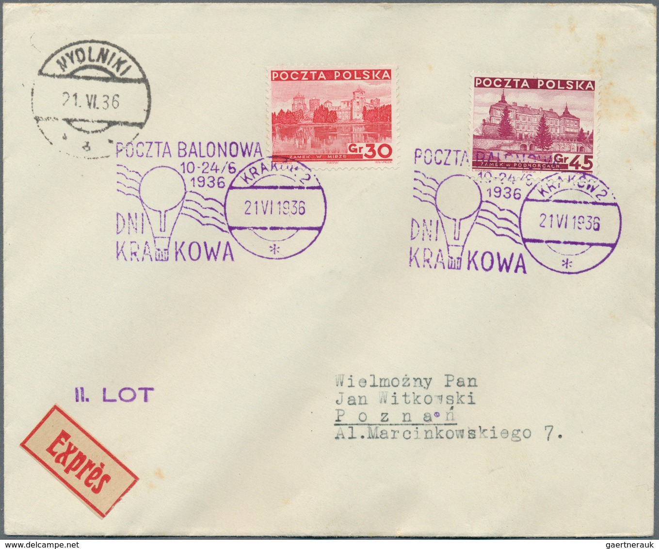 12817 Ballonpost: 1936, 29.VI., Poland, Balloon "Kraków", 1st-3rd Flight, Four Covers/card Showing All Cac - Fesselballons