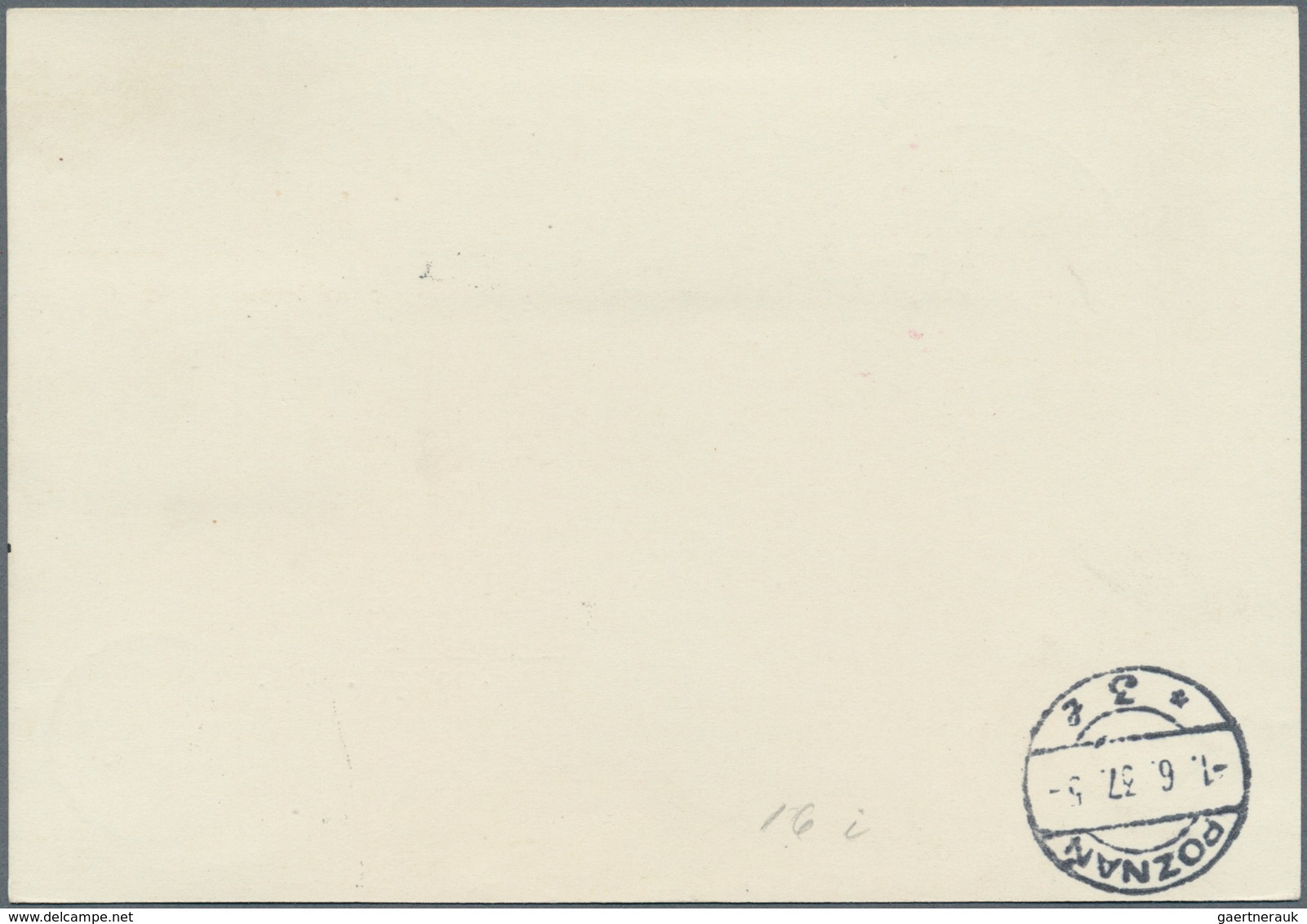 12818 Ballonpost: 1937, 30.V., Poland, Balloon "Pomorze", Card With Black Postmark And Arrival Mark, Only - Fesselballons