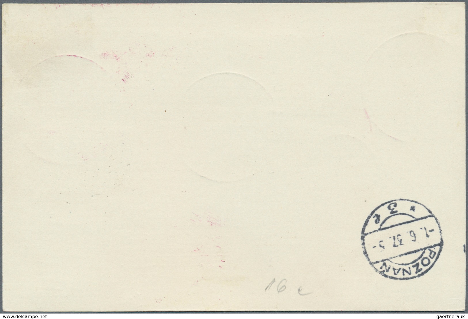 12823 Ballonpost: 1937, 30.V., Poland, Balloon "Hel", Card With VIOLET Postmark And Arrival Mark, Only 16 - Montgolfières