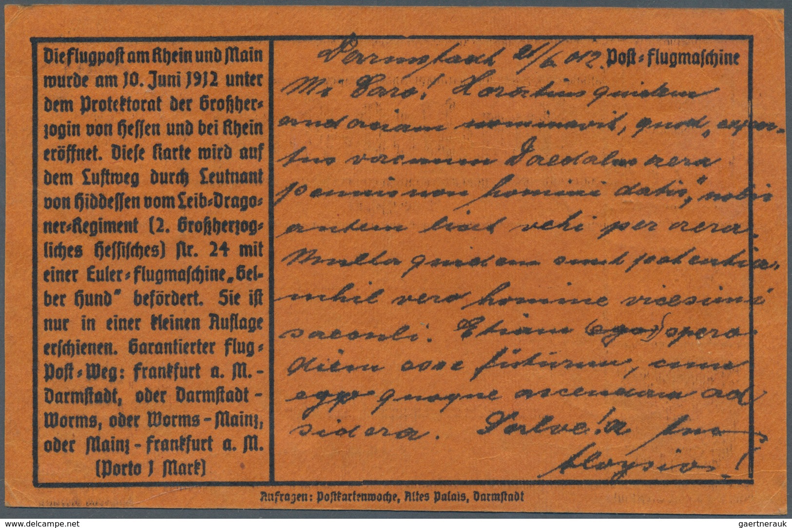 12834 Flugpost Deutschland: 1912, 1 M. Gelber Hund In Kombination Mit 10 Pf Flugpost (diese Leider Mängel) - Luft- Und Zeppelinpost