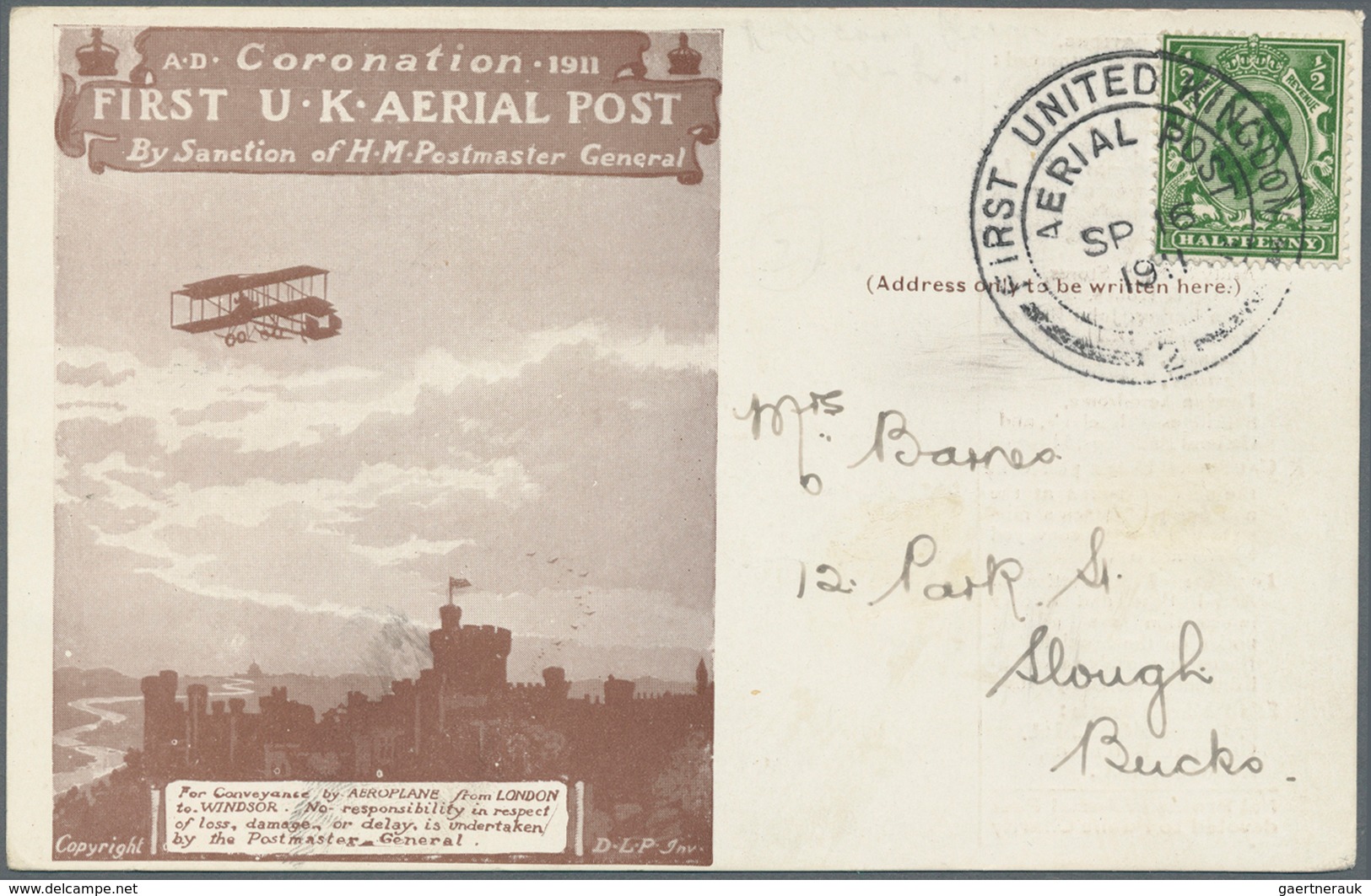 12851 Flugpost Europa: 1911: ENGLAND/ "FIRST UNITED KINGDOM AERIAL POST", London-Windsor SP 16 1911, Speci - Autres - Europe