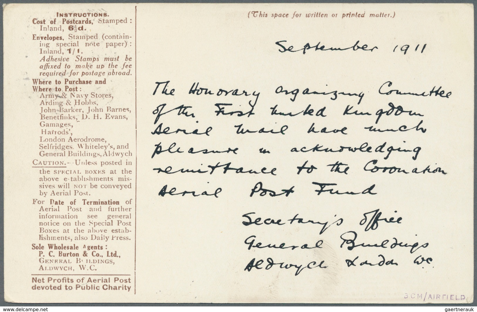 12851 Flugpost Europa: 1911: ENGLAND/ "FIRST UNITED KINGDOM AERIAL POST", London-Windsor SP 16 1911, Speci - Autres - Europe