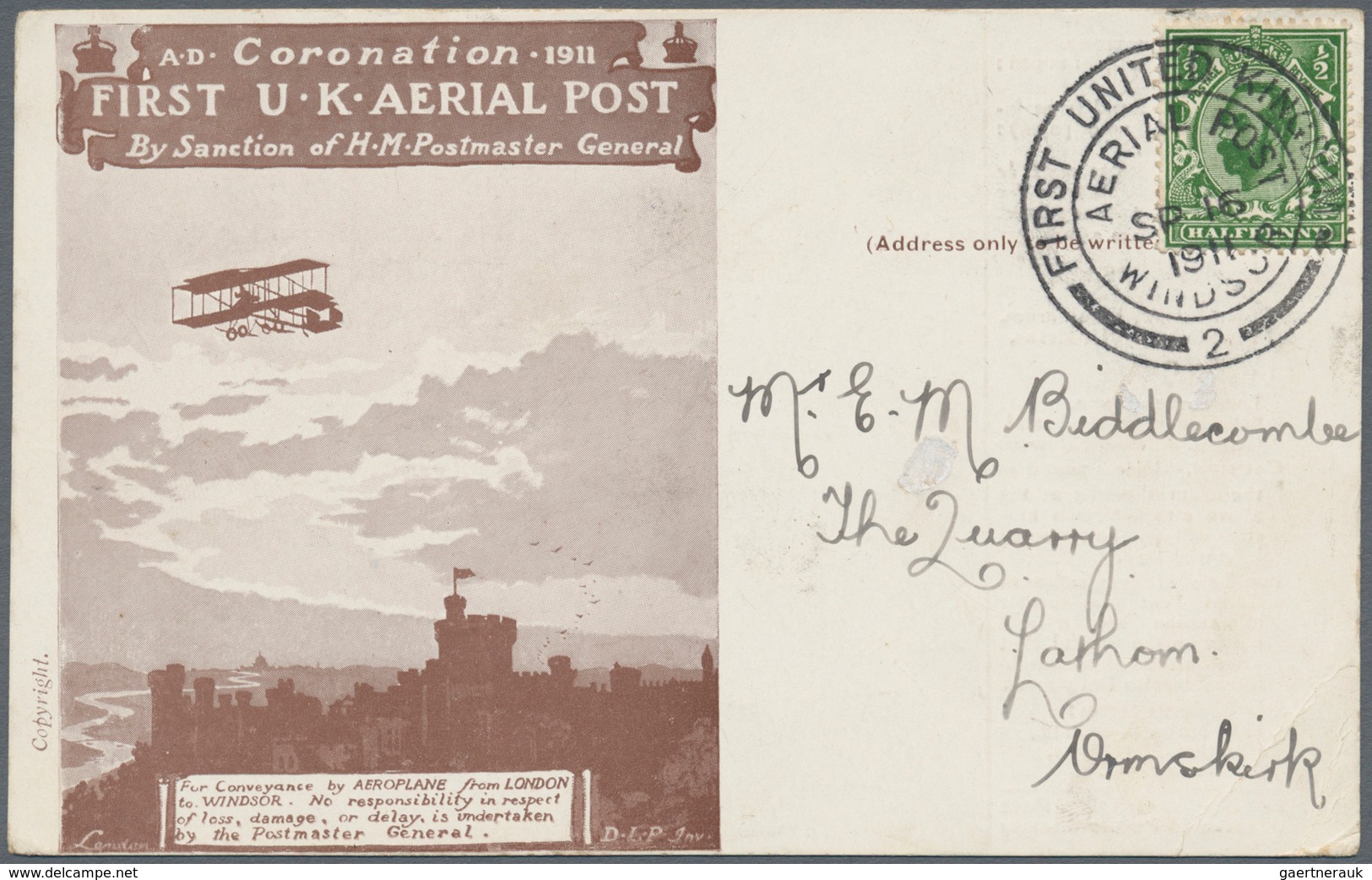 12852 Flugpost Europa: 1911: ENGLAND/ "FIRST UNITED KINGDOM AERIAL POST", London-Windsor SP 16 1911, Speci - Autres - Europe