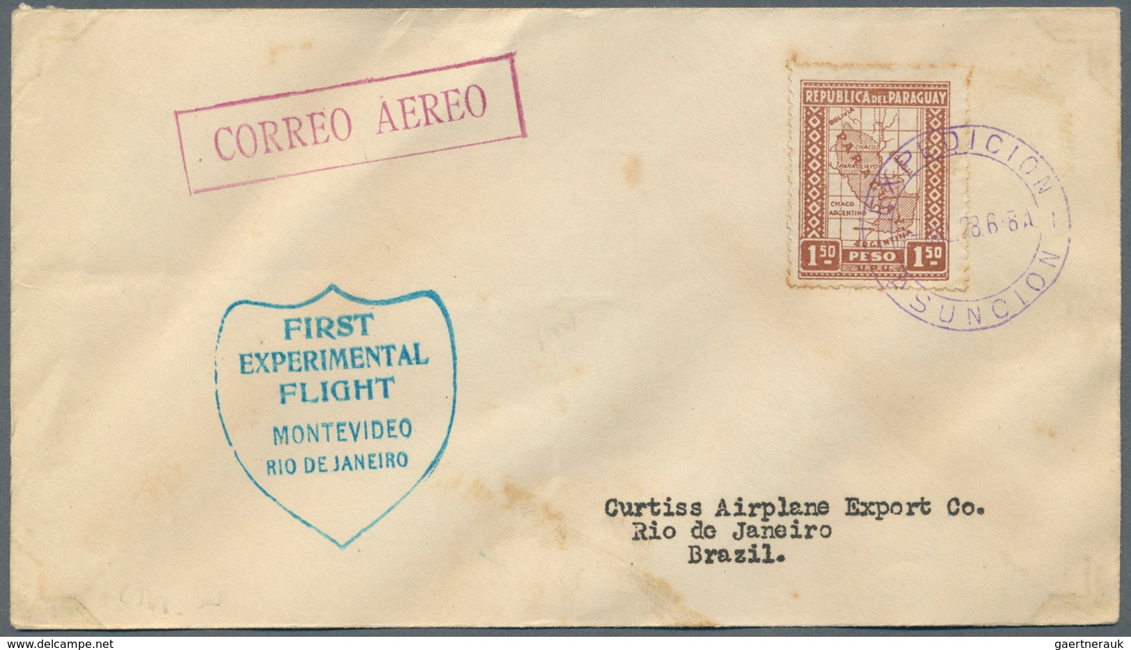 12883 Flugpost Übersee: Südamerika: 1928, Partie mit 9 "First Experiemental Flight"-Briefen mit Spezial-Ca