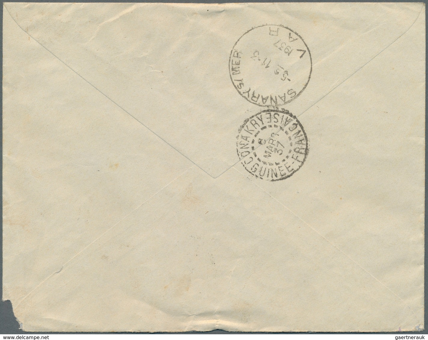 12899 Flugpost Übersee: 1937. Kankan - Conakry - Dakar - France. Cover With Special, Black Airmail Cachet. - Sonstige & Ohne Zuordnung