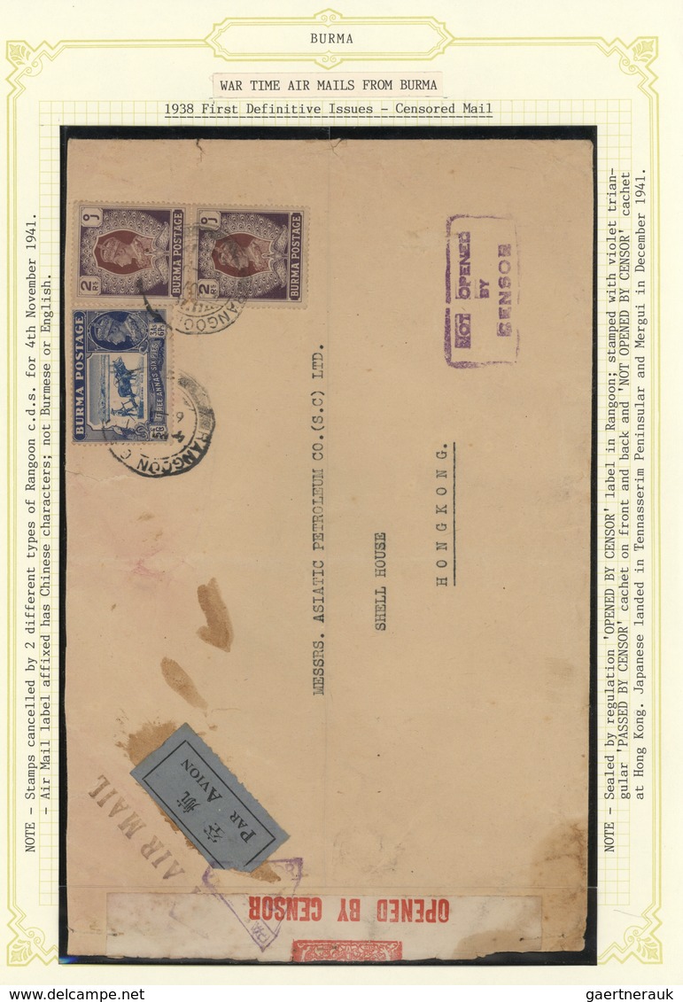 12902 Flugpost Übersee: 1940/1941: War Time  Air Mails From  Burma. Three Commercial Covers From Rangoon T - Sonstige & Ohne Zuordnung