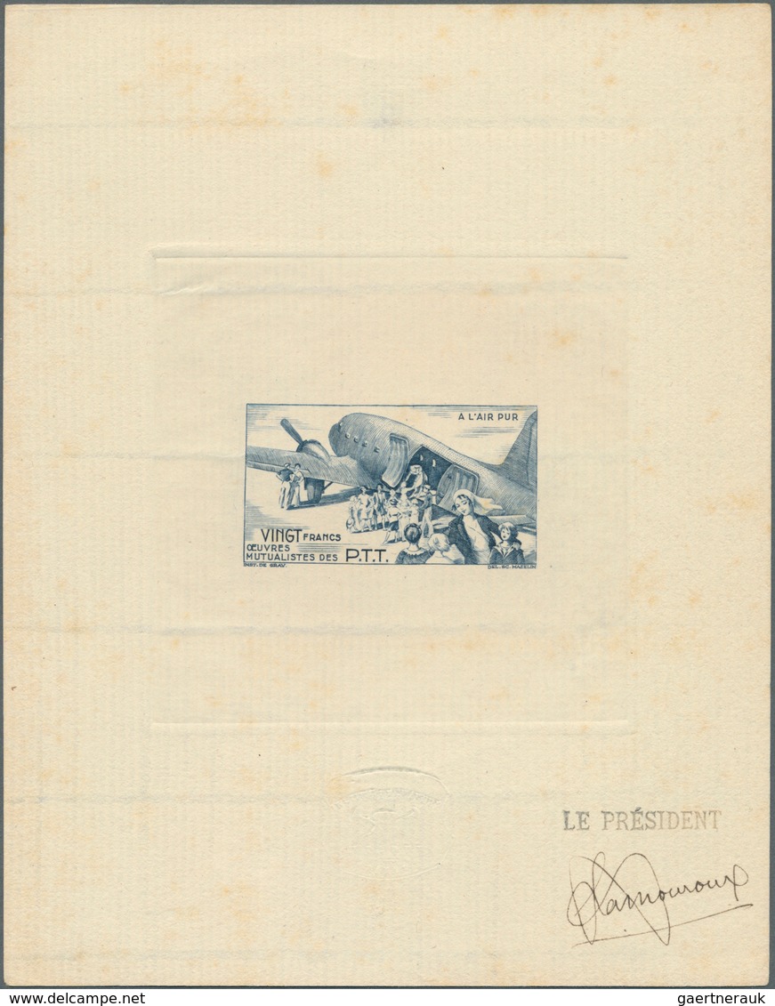 12903 Flugpost Übersee: 1947/1950 (ca.), French Area, Airmails, Group Of Four PPT Epreuve, Signed "Le Pres - Sonstige & Ohne Zuordnung