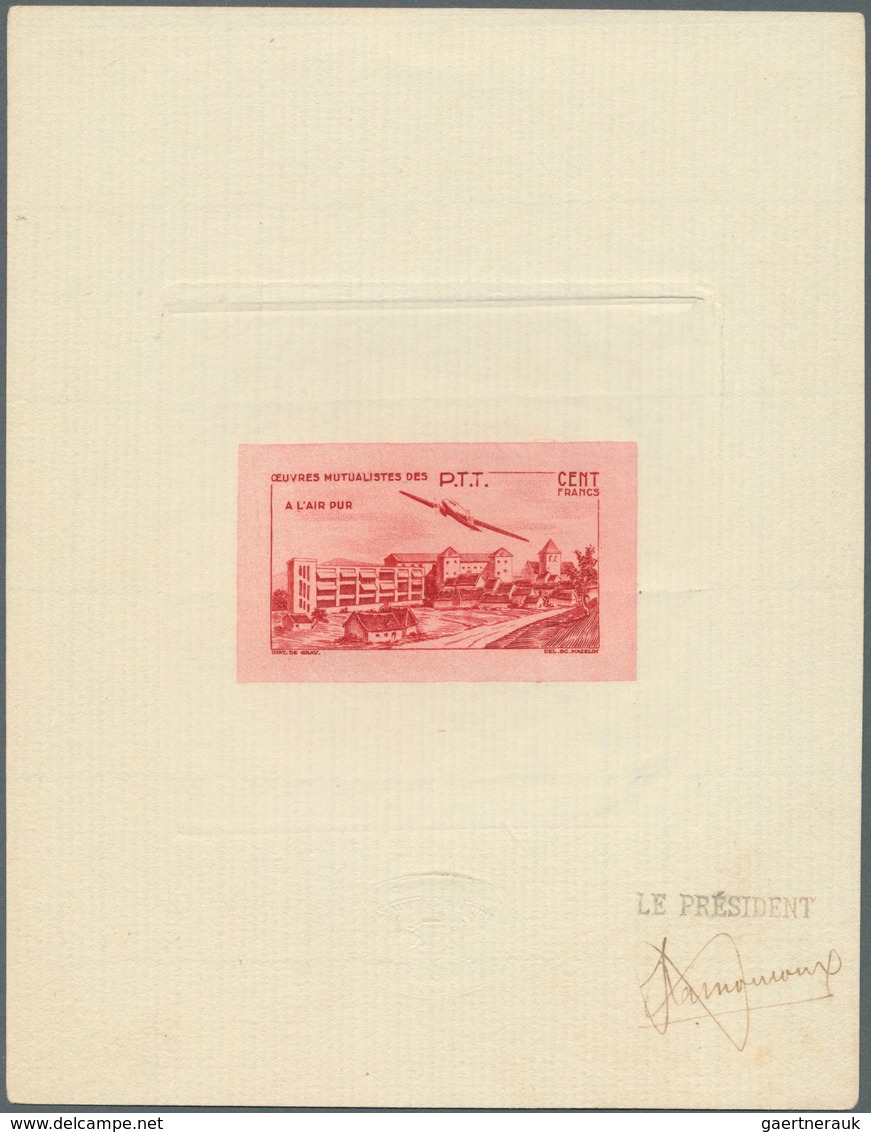 12903 Flugpost Übersee: 1947/1950 (ca.), French Area, Airmails, Group Of Four PPT Epreuve, Signed "Le Pres - Sonstige & Ohne Zuordnung