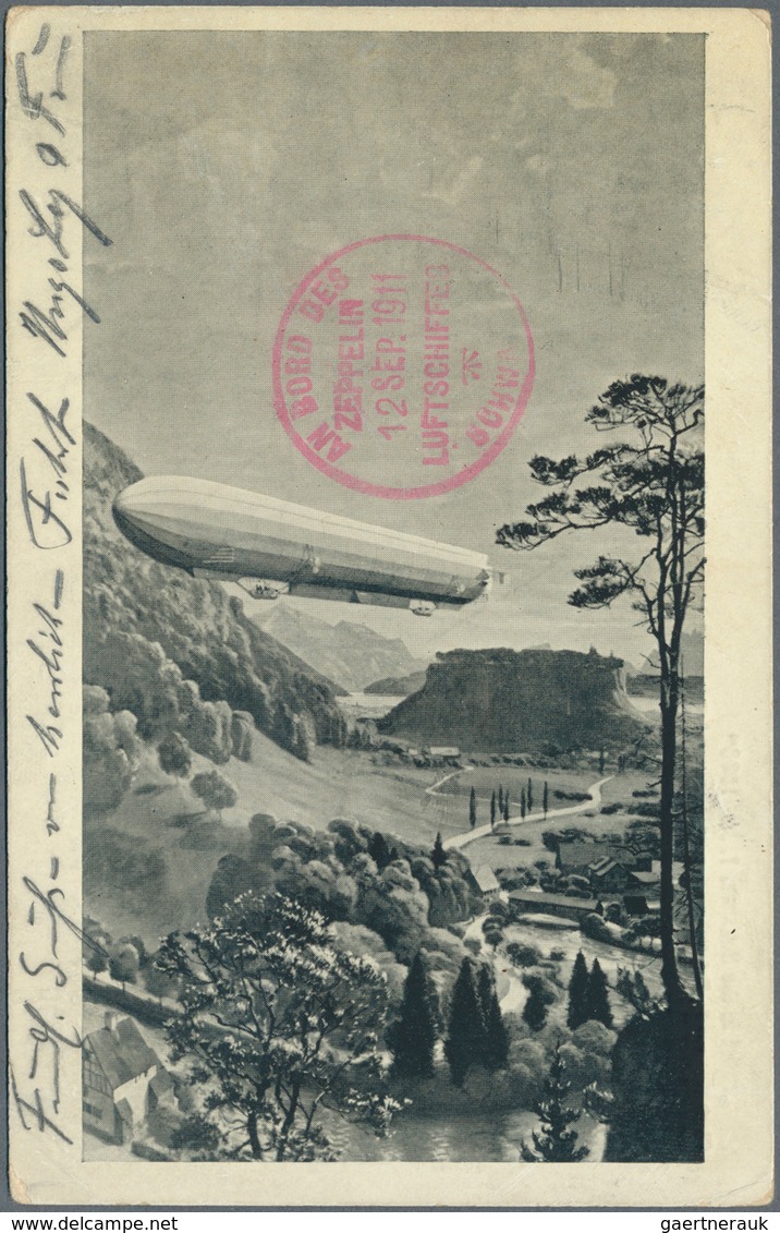 12913A Zeppelinpost Deutschland: 1911, Luftschiff "SCHWABEN", Fahrt Gotha-Düsseldorf, Abwurf Elberfeld: 5 P - Poste Aérienne & Zeppelin
