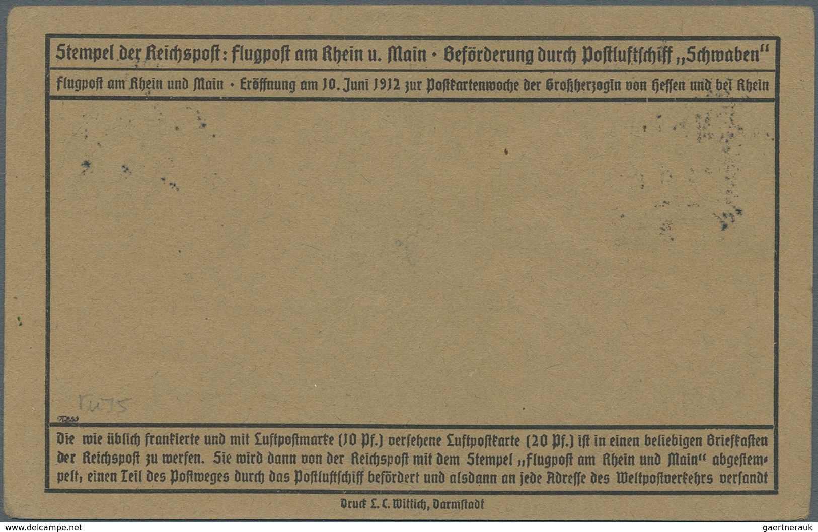 12923 Zeppelinpost Deutschland: 1912, 10 Pfg. Rhein/Main Aus Der Rechten Oberen Bogenecke Auf Sonderkarte - Poste Aérienne & Zeppelin