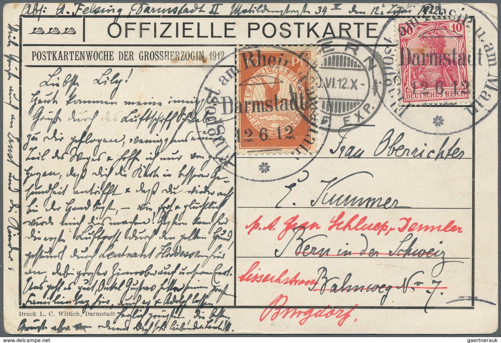 12932 Zeppelinpost Deutschland: 1912, 10 Pfg. Rhein/Main Auf Offizieller Postkarte "Otzberg" Mit 10 Pfg. G - Poste Aérienne & Zeppelin