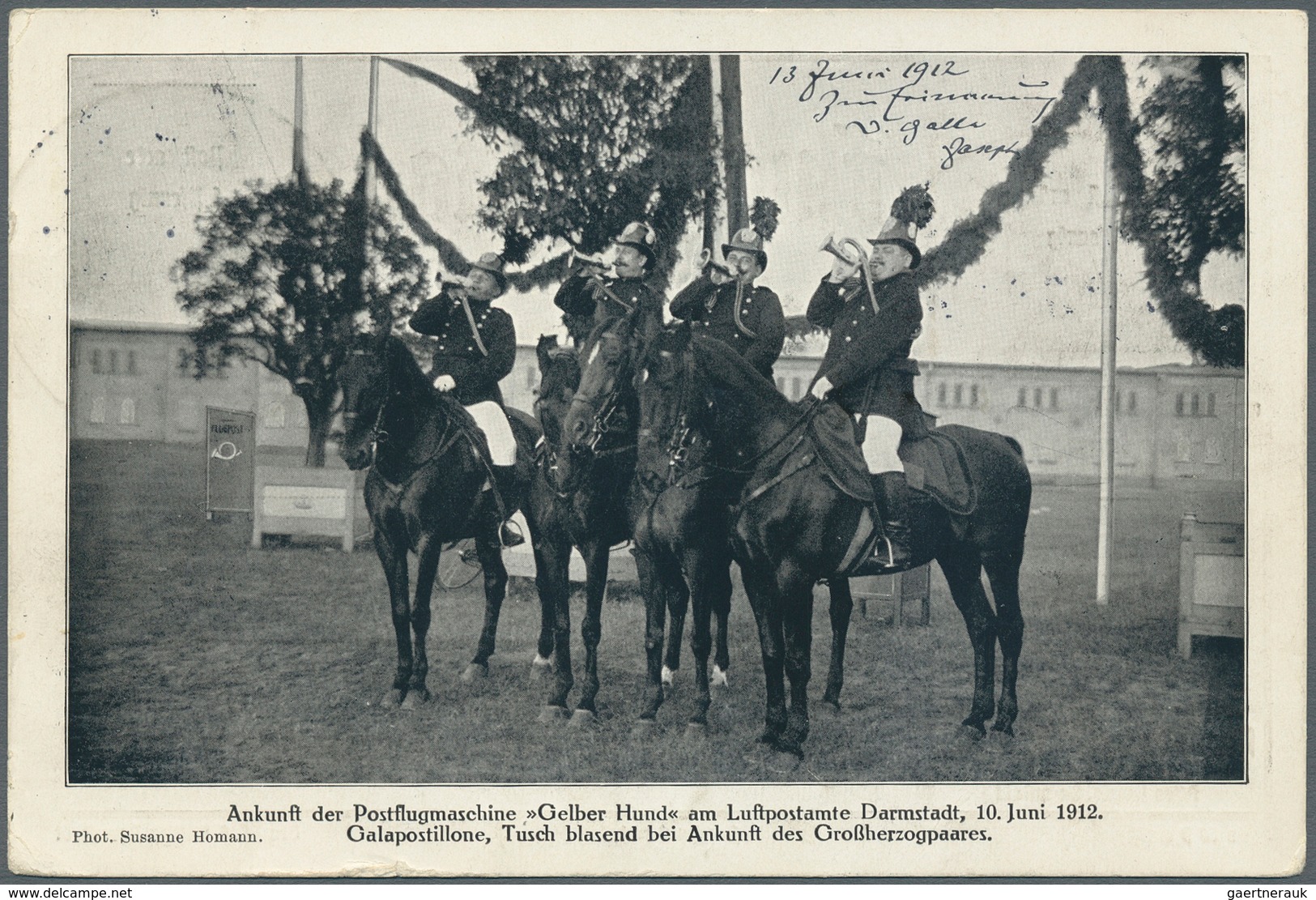 12933 Zeppelinpost Deutschland: 1912, 10 Pfg. Rhein/Main Auf Offizieller Postkarte "Galapostillone" Mit 5 - Poste Aérienne & Zeppelin