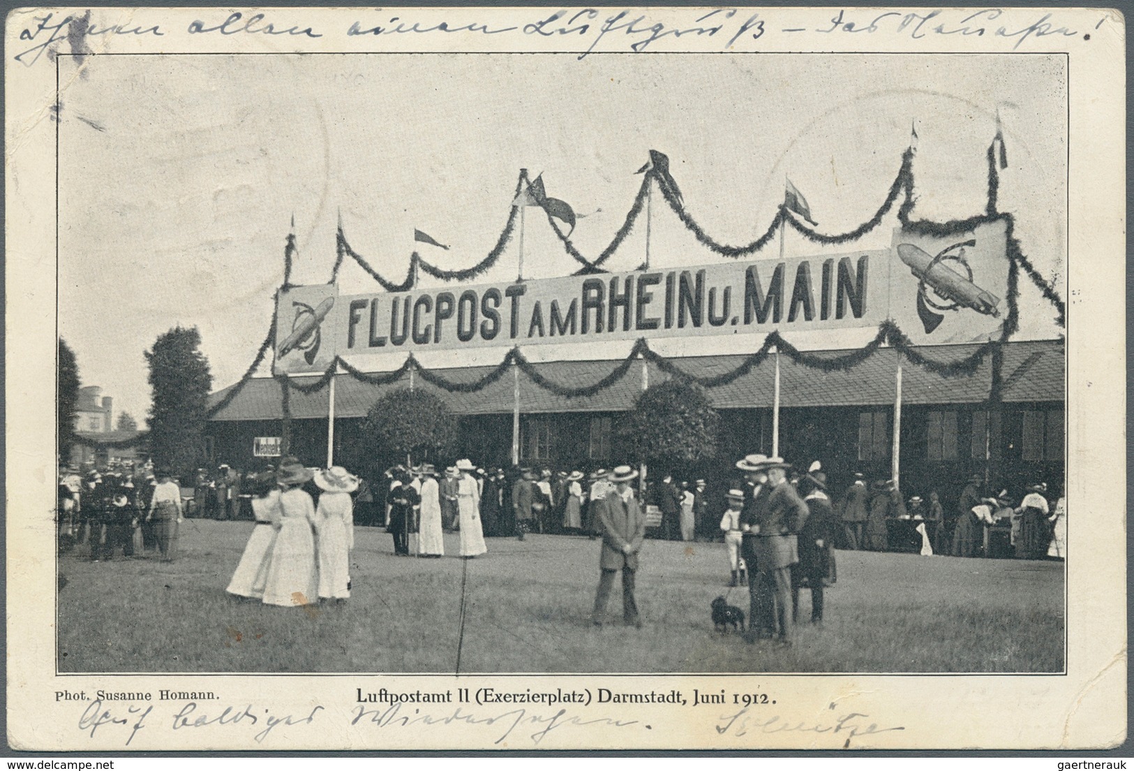 12952 Zeppelinpost Deutschland: 1912, 20 Pfg. Rhein/Main Auf Offizieller Postkarte "Luftpostamt II" Mit 5 - Poste Aérienne & Zeppelin