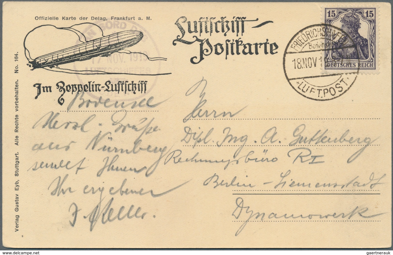 12979 Zeppelinpost Deutschland: 1919: LZ 120-Luftschiffkarte Mit Seltenem FRIEDRICHSHAFEN LUFTPOST Stempel - Luft- Und Zeppelinpost