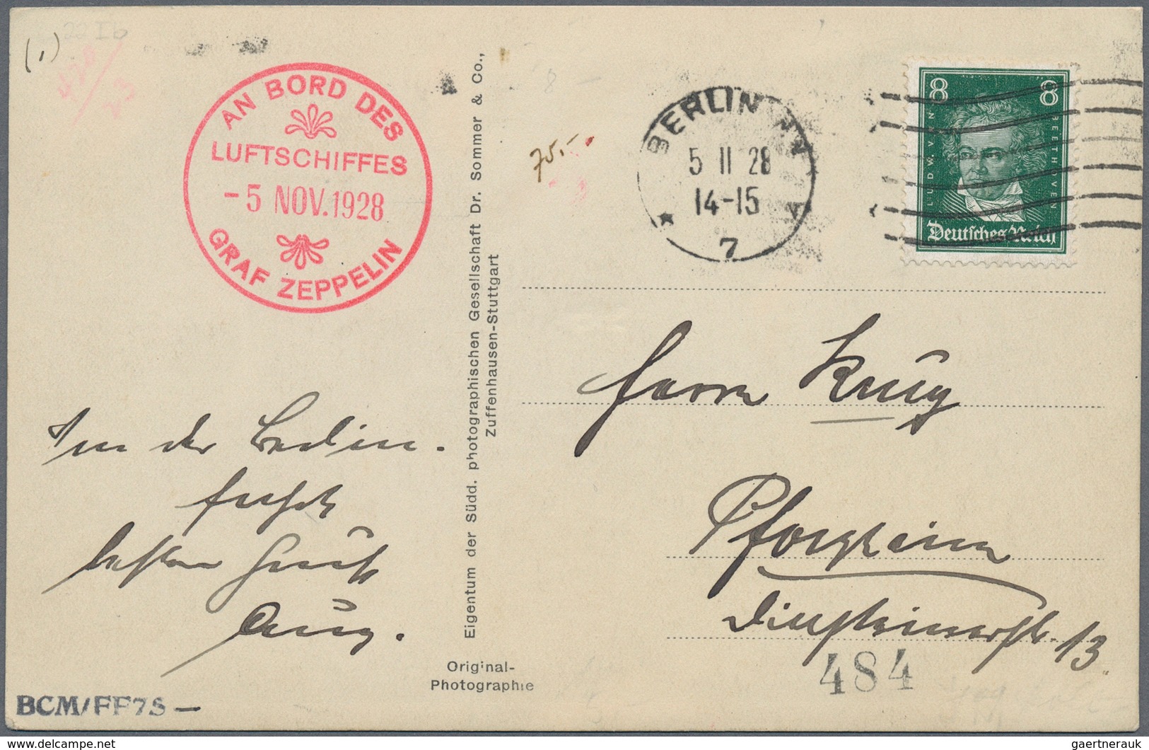 12981 Zeppelinpost Deutschland: 1928, LZ 127 KURZFAHRT, Karte Mit Bordstempel "5.NOV.1928" Und Poststempel - Luft- Und Zeppelinpost