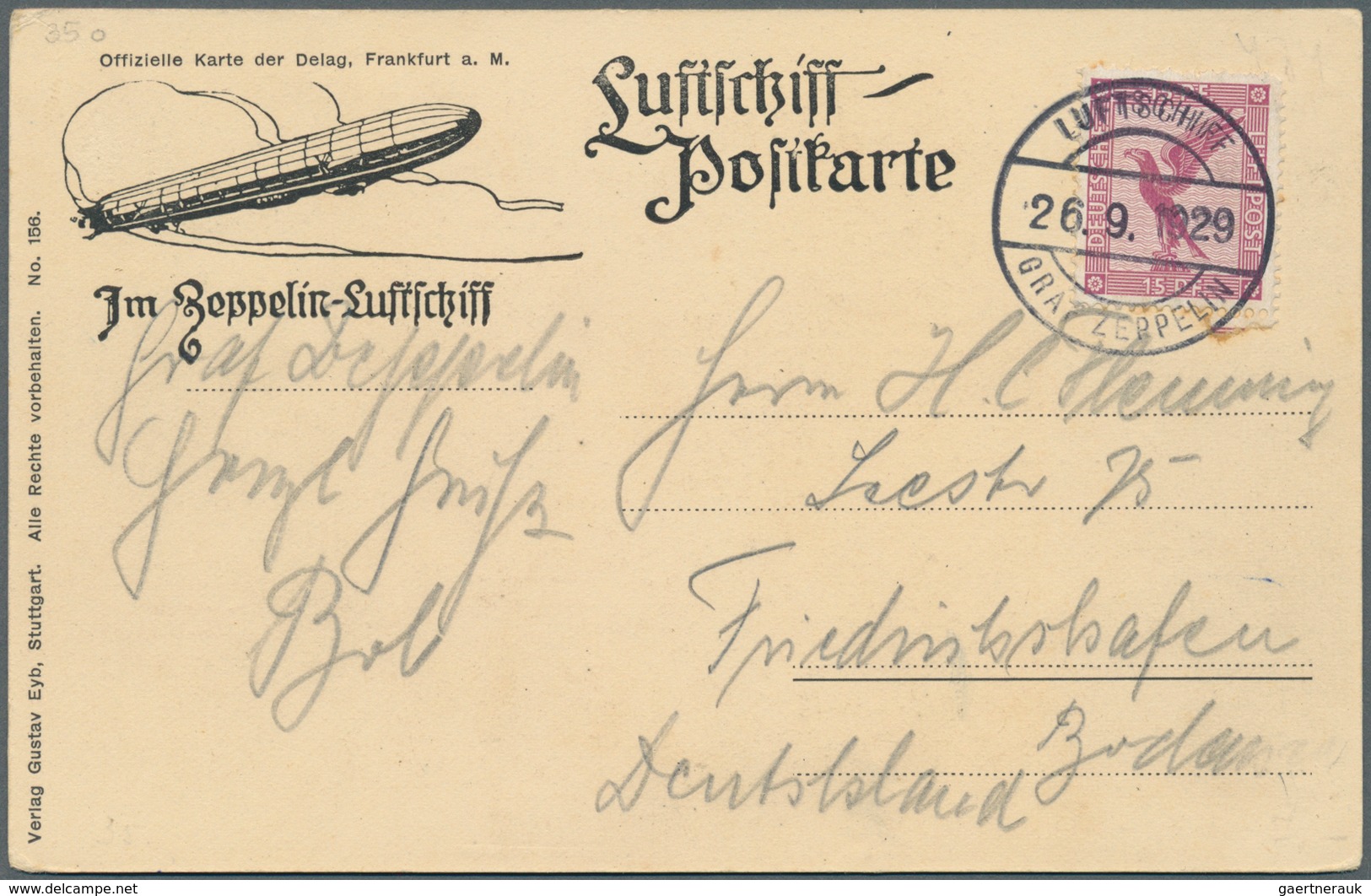 12994 Zeppelinpost Deutschland: 1929, SCHWEIZFAHRT (1.)/Abgabe Friedrichshafen: Passagier-Luftschiff-Postk - Poste Aérienne & Zeppelin