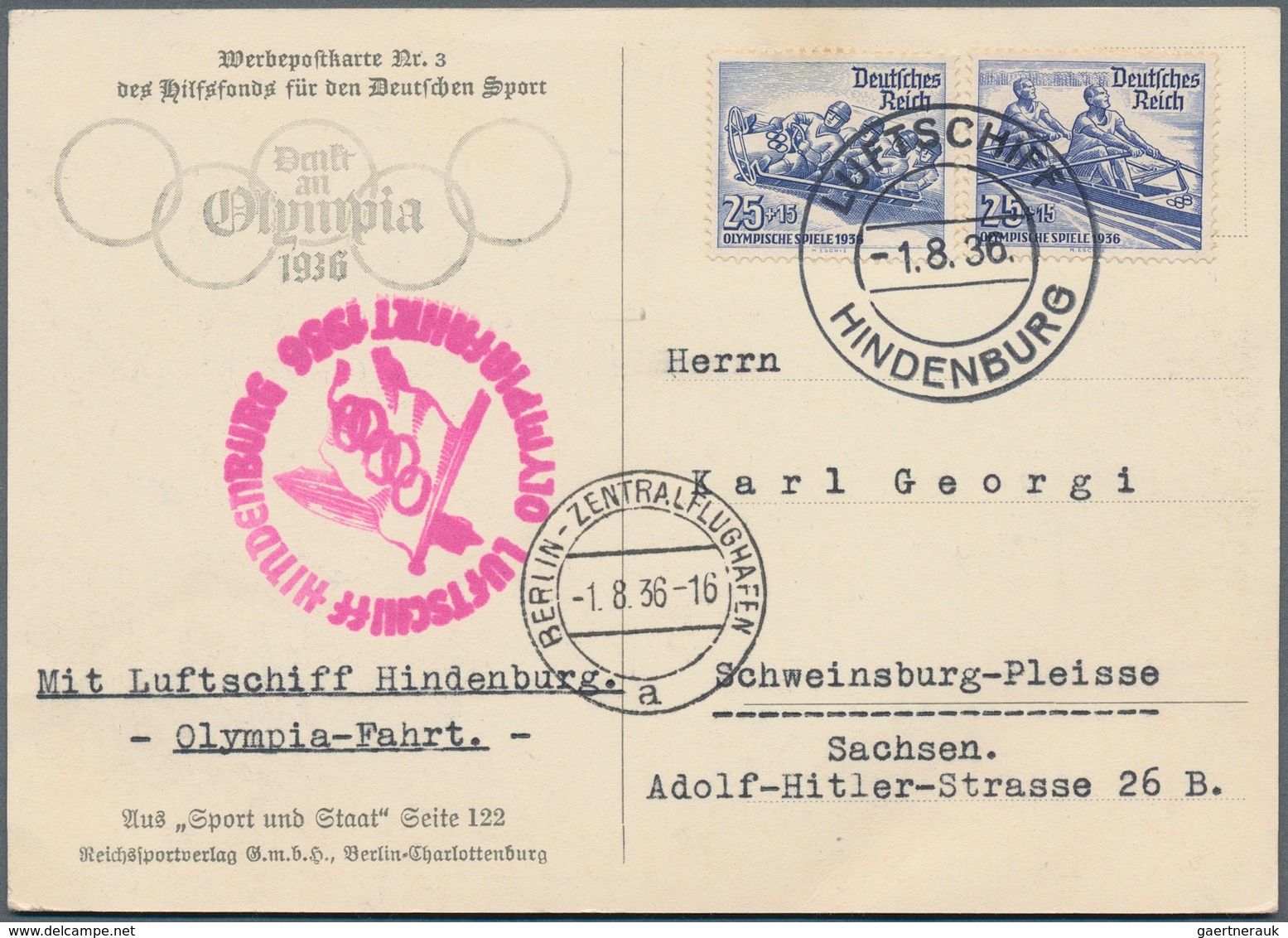 13070 Zeppelinpost Deutschland: 1936, Olympiafahrt, Bordpost, Werbepost-Karten Des Hilfsfonds Für Den Deut - Poste Aérienne & Zeppelin