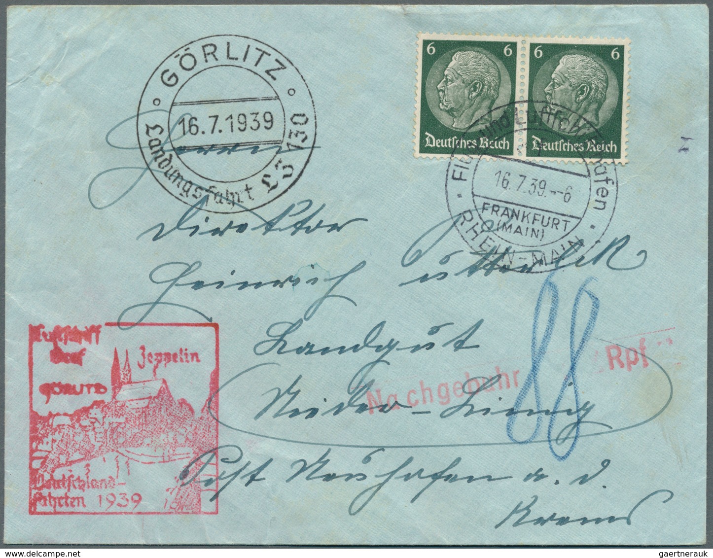 13075 Zeppelinpost Deutschland: 1939: Görlitzfahrt. Sehr Sauberer Zeppelinbeleg Mit Allen Stempeln, Jedoch - Luft- Und Zeppelinpost