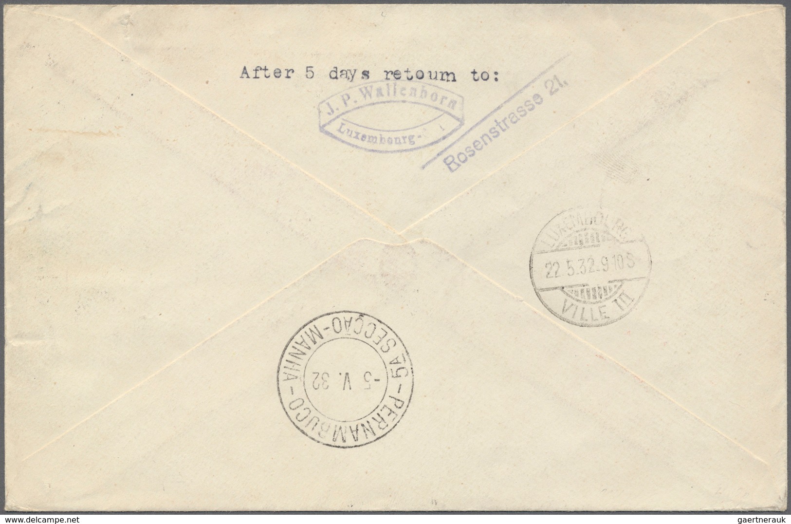 13156 Zeppelinpost Europa: 1932, 4. Südamerikafahrt, R-Brief Von LUXEMBURG-VILLE Mit Flugpostsatz 234/237 - Autres - Europe