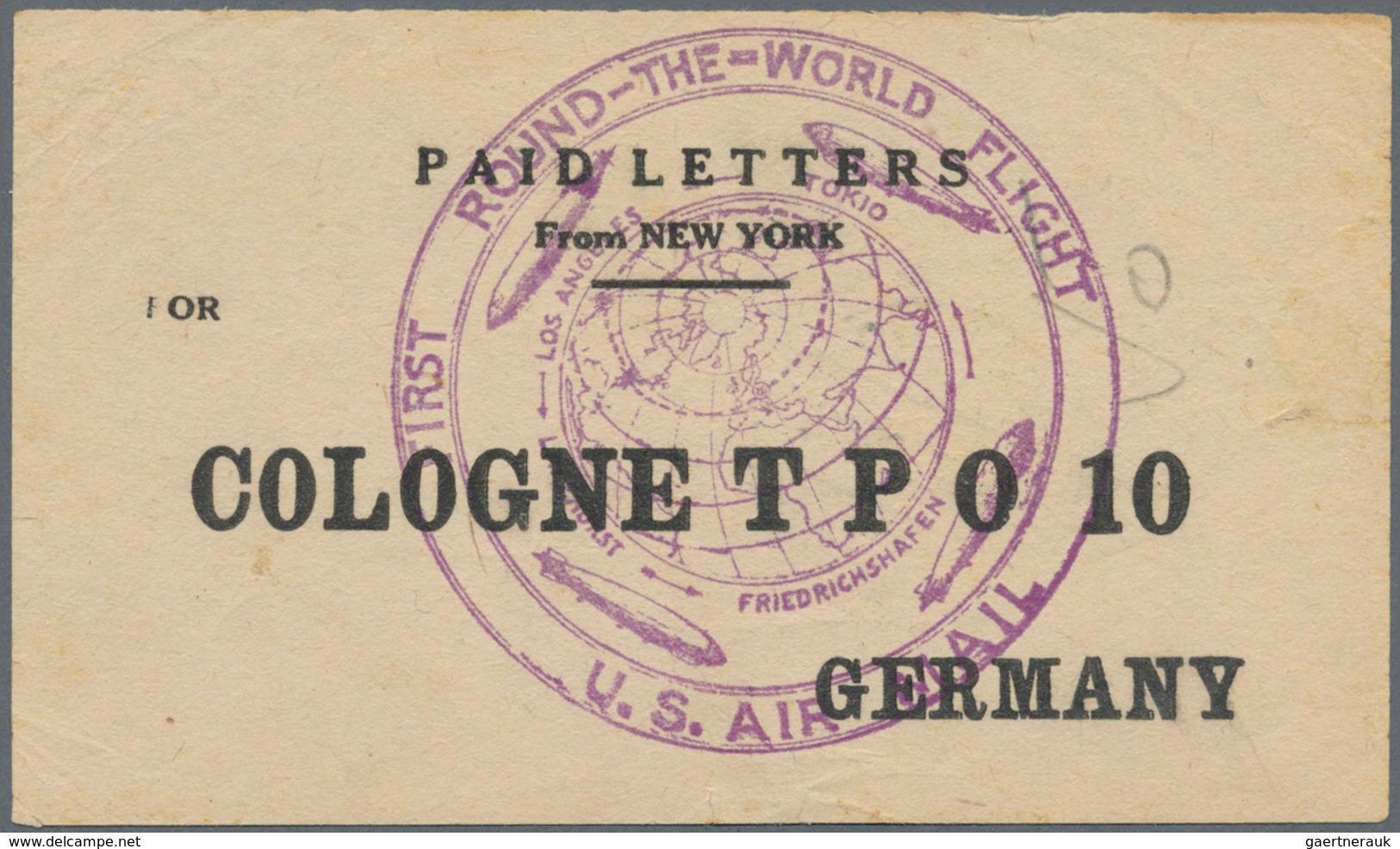 13235 Zeppelinpost Übersee: 1929, USA, Preprinted Letter Bundle Facing Slip "PAID LETTERS From NEW YORK / - Zeppelins