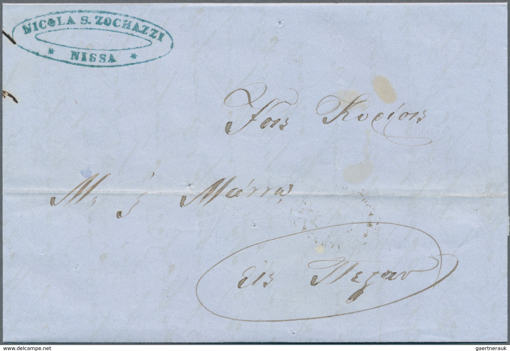 13258 Disinfection Mail: 1856, Serbia, Complete Folded Letter Cover From NI? With Sender's Company Stamp " - Autres & Non Classés