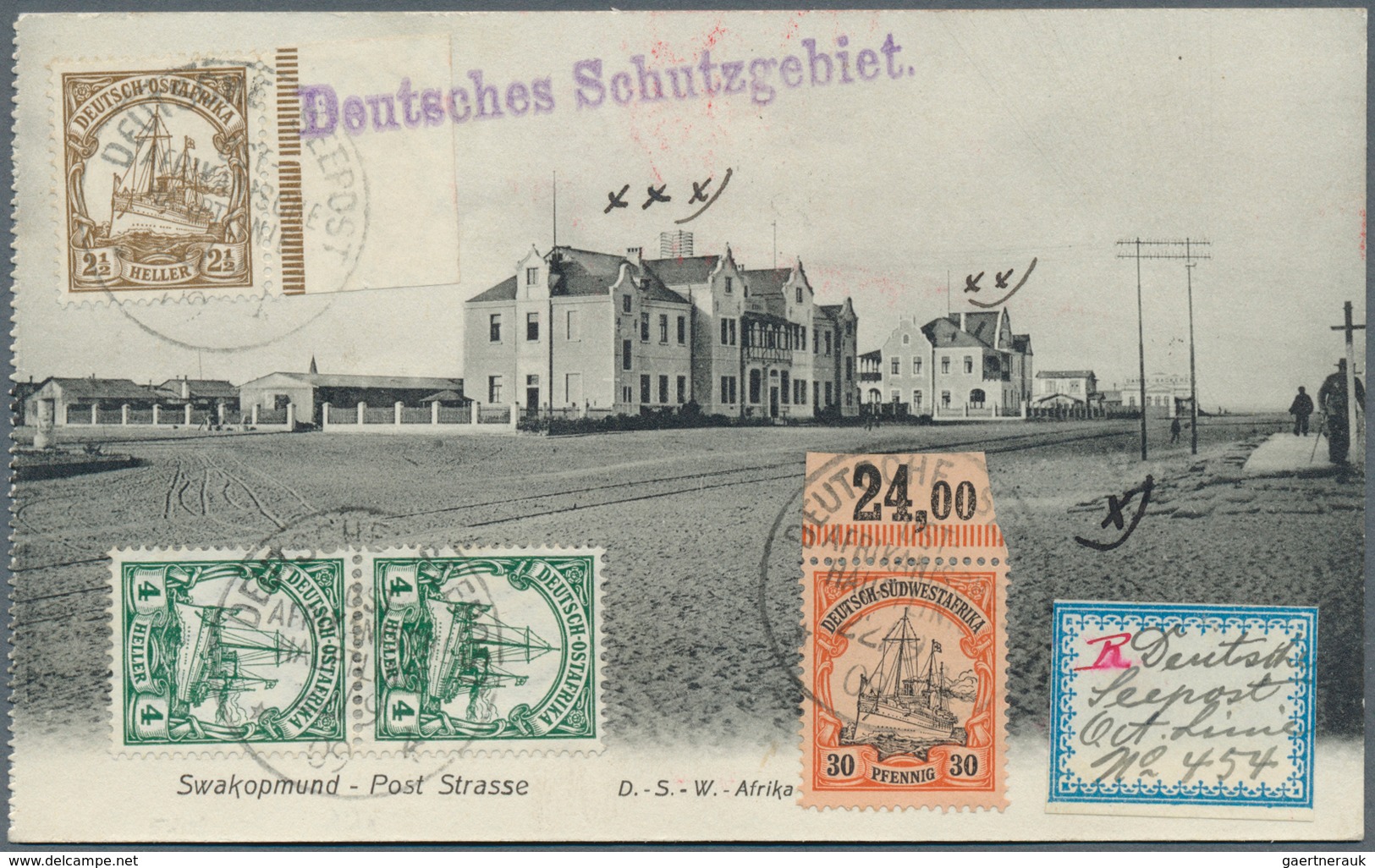 13287 Deutsche Schiffspost Im Ausland - Seepost: 1909 2x 4 H. Senkrecht.Paar, 2 1/2 H.u.30Pf.m.Oberrand Al - Autres & Non Classés